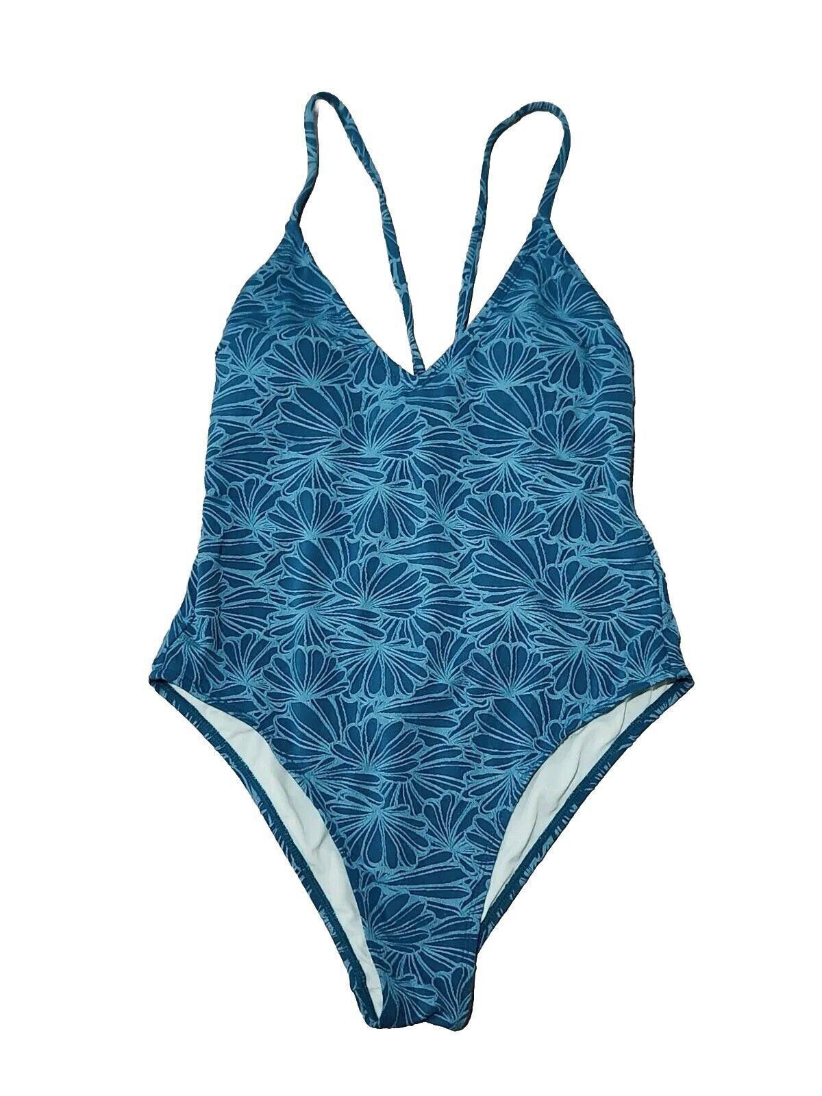 Designer Cupshe Swimsuit Medium Blue NWT one Piece Polyester Plunge Size ONE SIZE - 1 Thumbnail