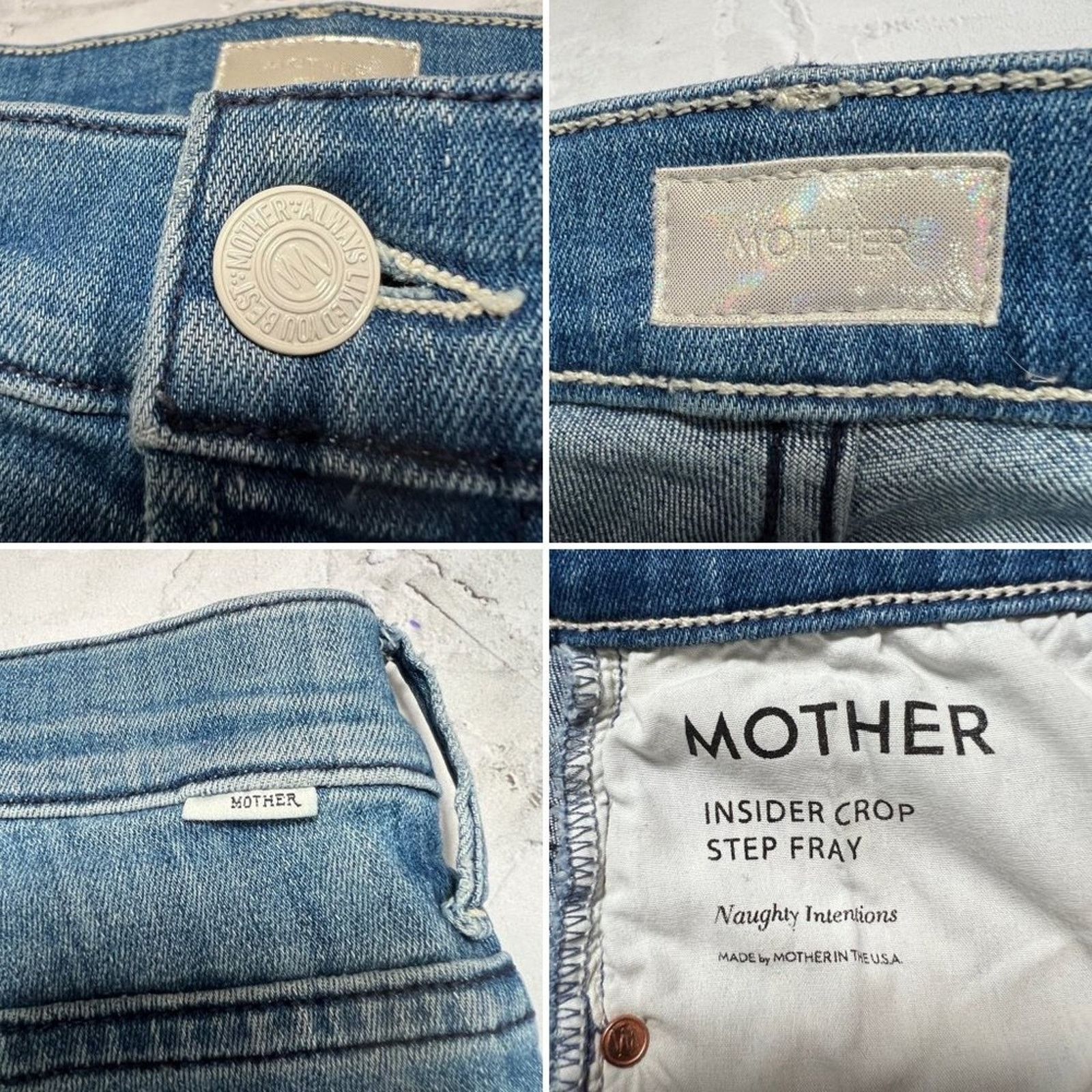 MOTHER MOTHER Insider Crop Step Fray Jeans 26 Naughty Distressed Size 26" / US 2 / IT 38 - 6 Thumbnail