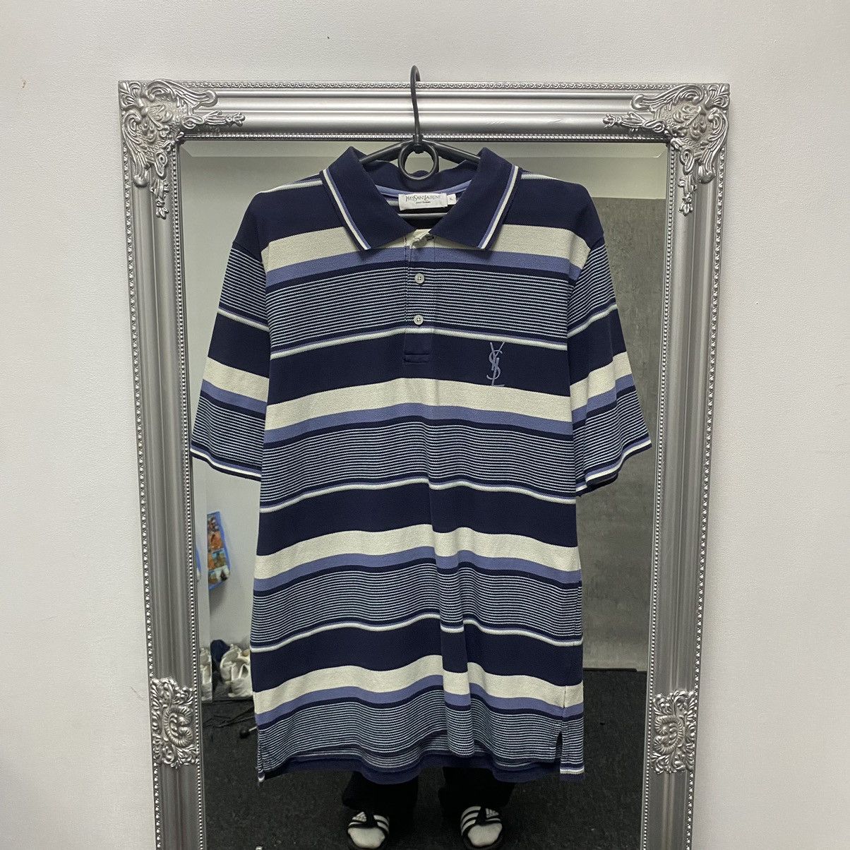 Yves Saint Laurent Vintage Yves Saint Lauren Striped Polo Shirt Size US XL / EU 56 / 4 - 1 Thumbnail