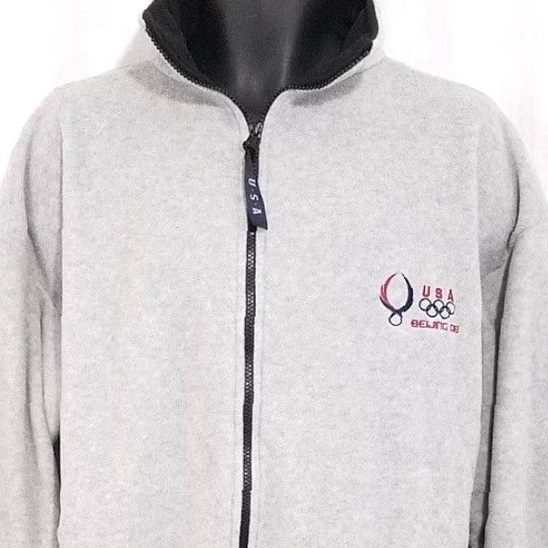Vintage VINTAGE USA Olympic Beijing 2008 Fleece Jacket Full Zip Made In USA Mens XL Gray Size US XL / EU 56 / 4 - 2 Thumbnail