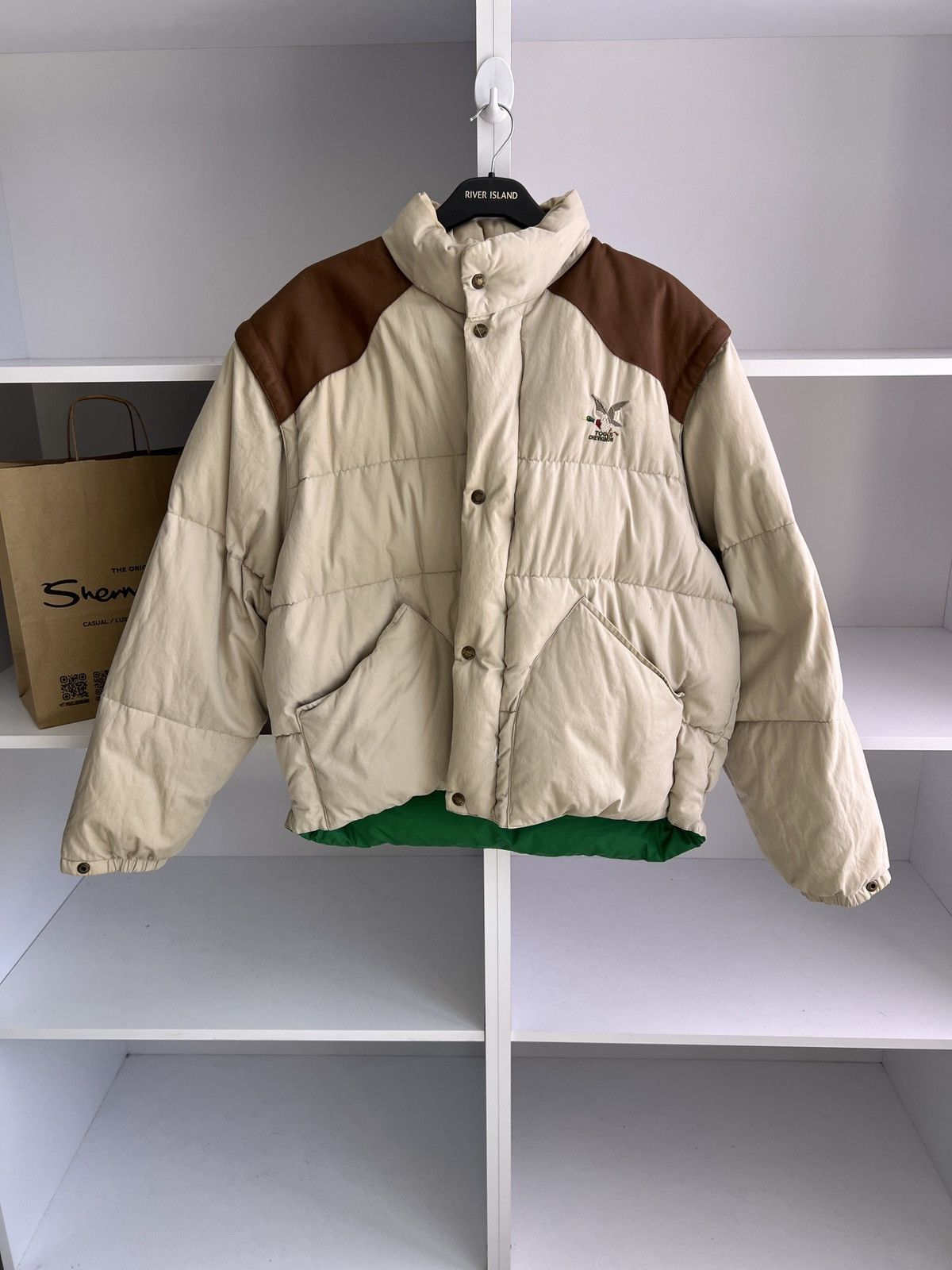 Designer × Vintage VINTAGE chevignon Unlimited PUFFER jacket down duvet leather Size US XL / EU 56 / 4 - 2 Thumbnail