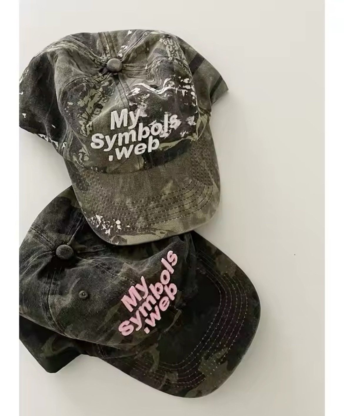 Japanese Brand Utility military y2k dirty paint embroidery camouflage cap Size ONE SIZE - 2 Thumbnail