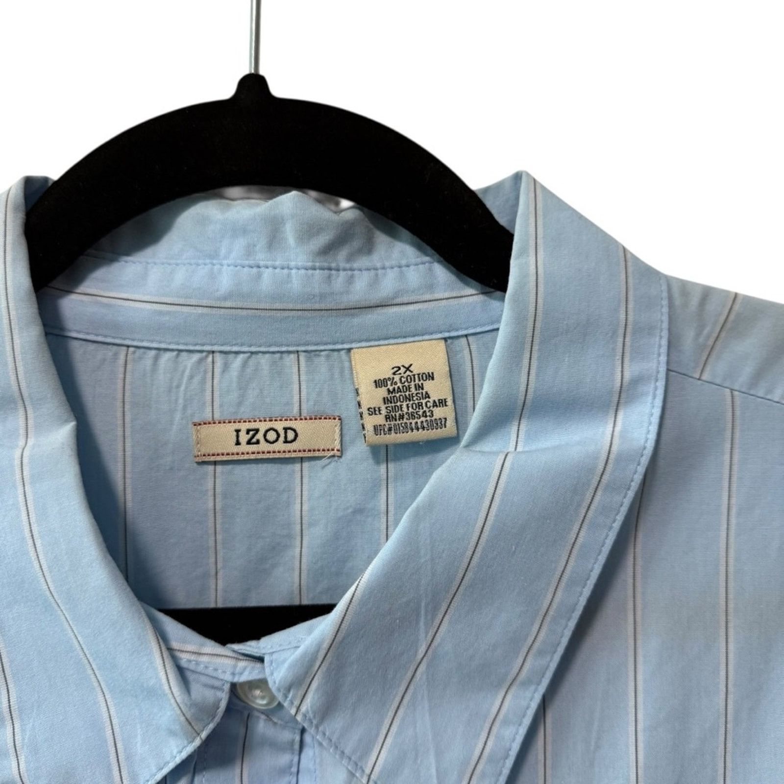 Izod Izod Bracelet Sleeve Front Button Up Striped Top Blue 2X Size XXL / US 16-18 / IT 52-54 - 4 Thumbnail