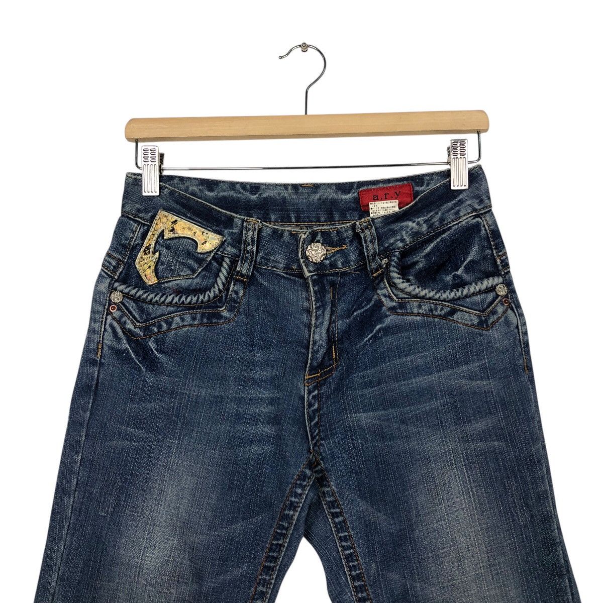 Japanese Brand ARY Denim “Angel Wing” Embroidered Back Graphic Jeans Size 28" / US 6 / IT 42 - 4 Thumbnail
