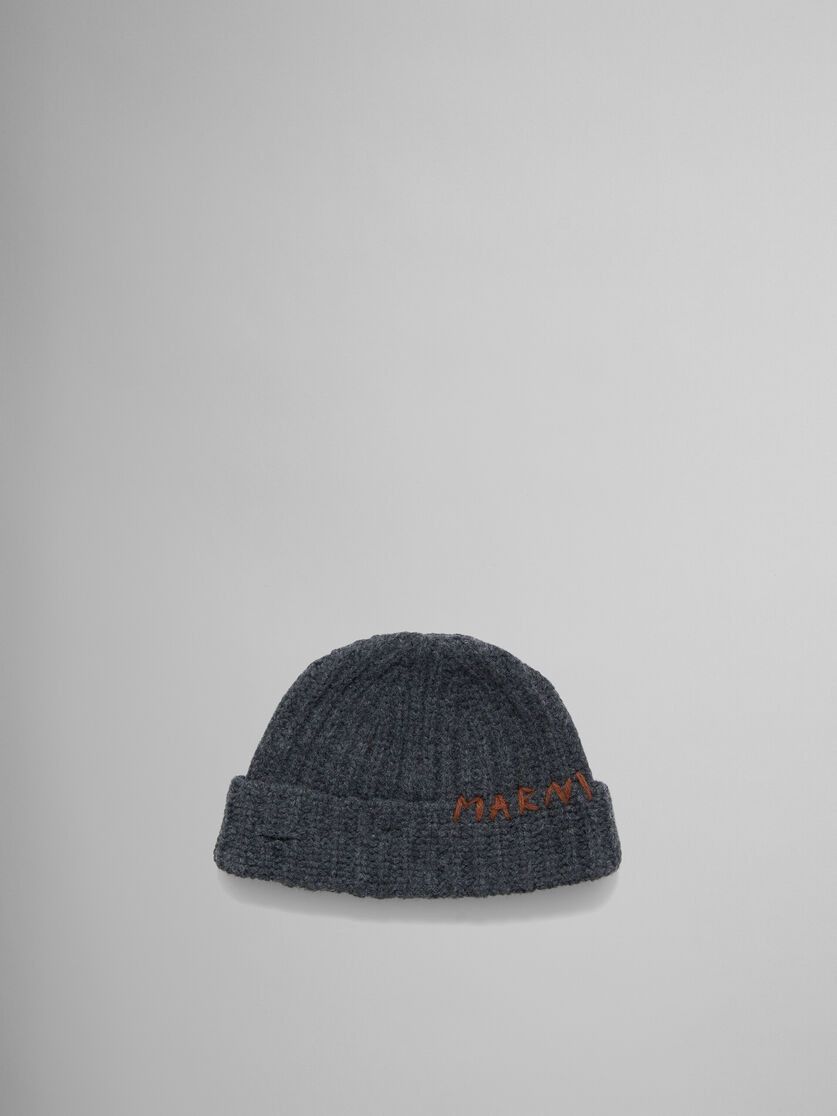 Marni o1w1db11125 Size: OS/Logo Embroidered Beanie in Grey Size ONE SIZE - 1 Thumbnail