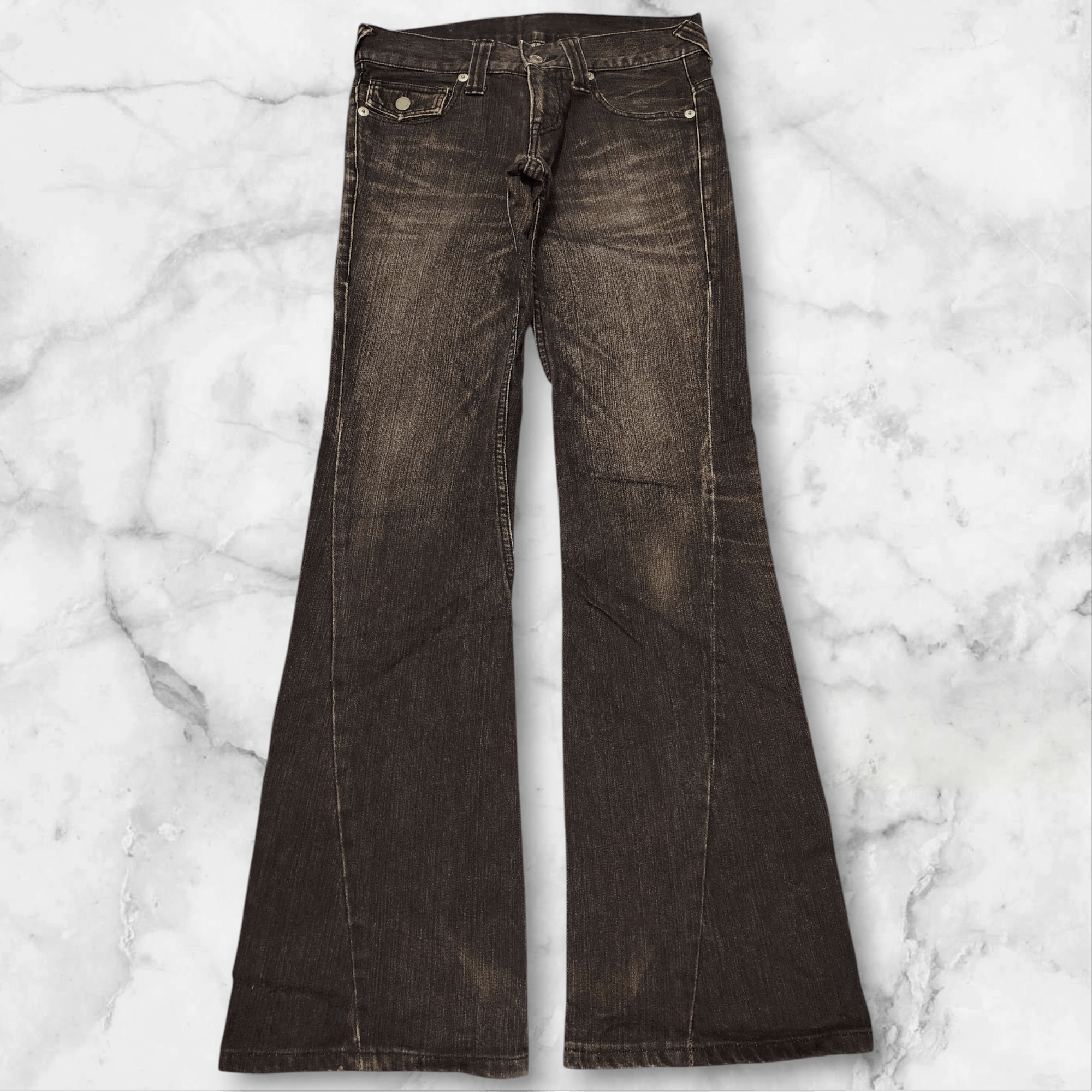 Who Decides War Japanese Modern Lovers Flared Jeans Distressed Denim Size US 30 / EU 46 - 2 Thumbnail