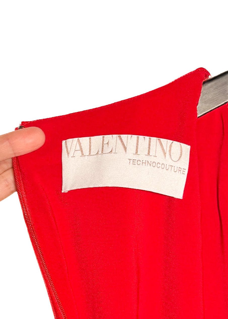 Valentino Valentino Red Techno Couture Bow Accent Long Sleeves Dress Size S / US 4 / IT 40 - 7 Thumbnail