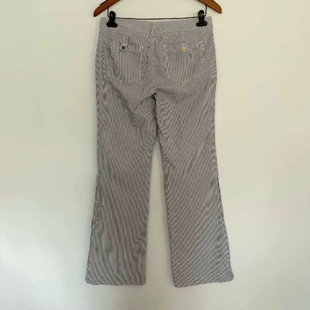 Banana Republic Banana Republic Blue White Striped Boot Cut Pants Womens 4 Size 27" / US 4 / IT 40 - 2 Thumbnail