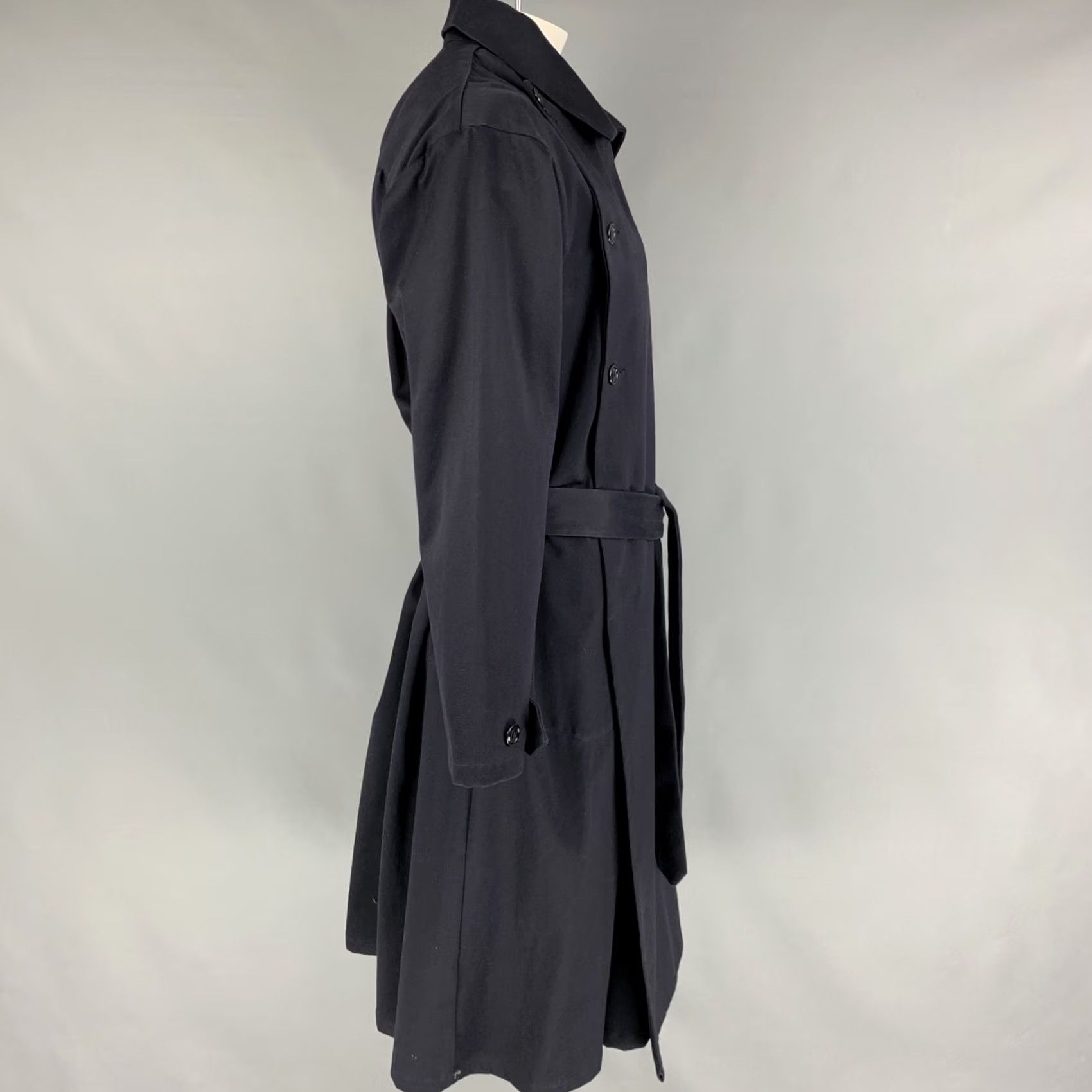 Monitaly MONITALY Coat Navy Sateen Double Breasted Size M Adult Men Size US M / EU 48-50 / 2 - 2 Thumbnail