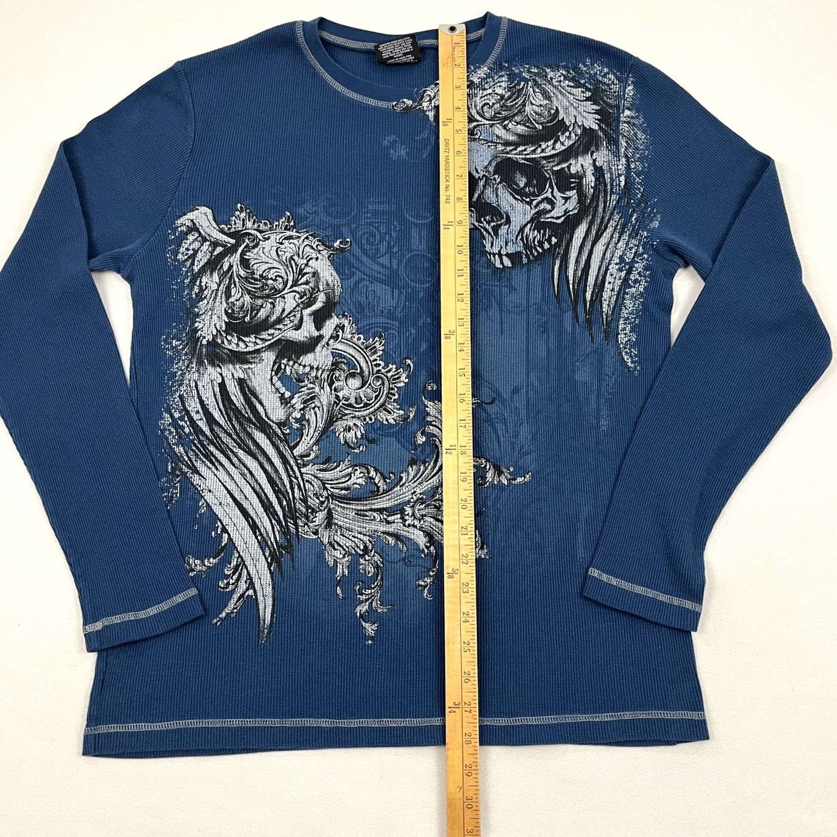 Vintage VINTAGE No Boundaries Shirt XL Blue Thermal Waffle Knit Skull Grunge VTG Men Long Sleeve Graphic Print 2000s Size US XL / EU 56 / 4 - 5 Thumbnail