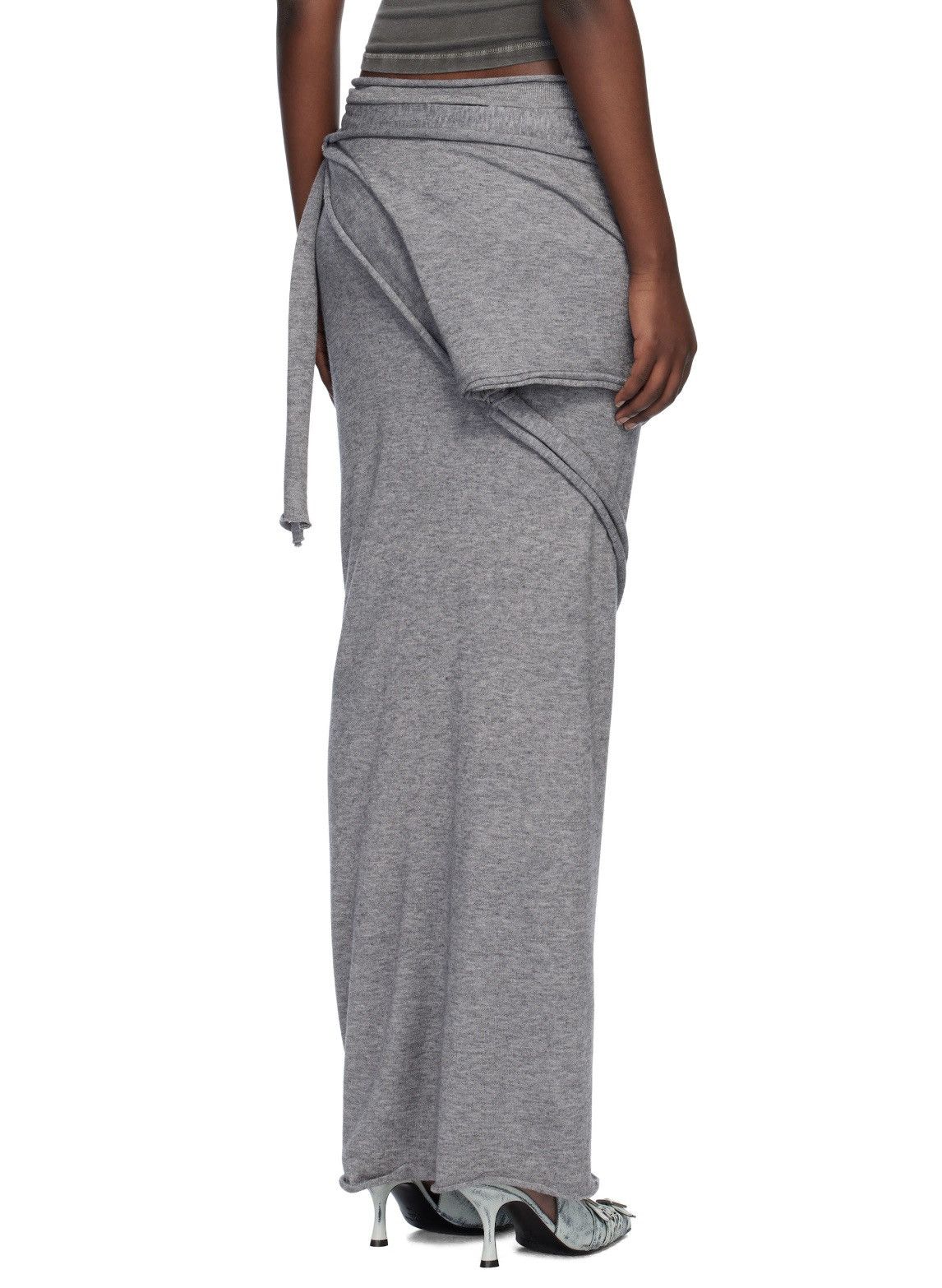 Ottolinger Gray Drape Strap Knit Maxi Skirt Size 24" / US 00 / IT 34 - 4 Thumbnail