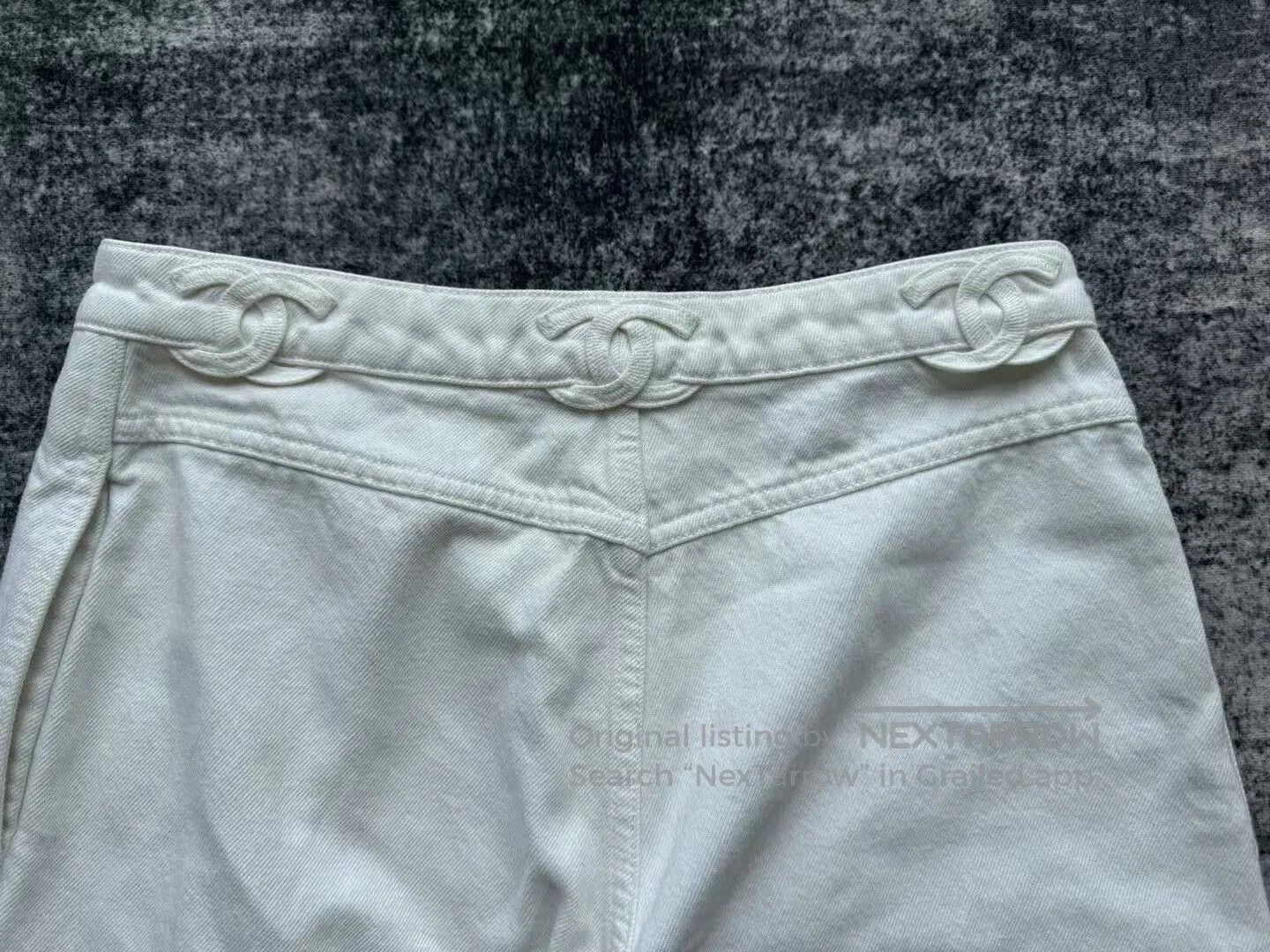 Chanel Chanel White Double C Denim Pants. Size 37" - 6 Thumbnail