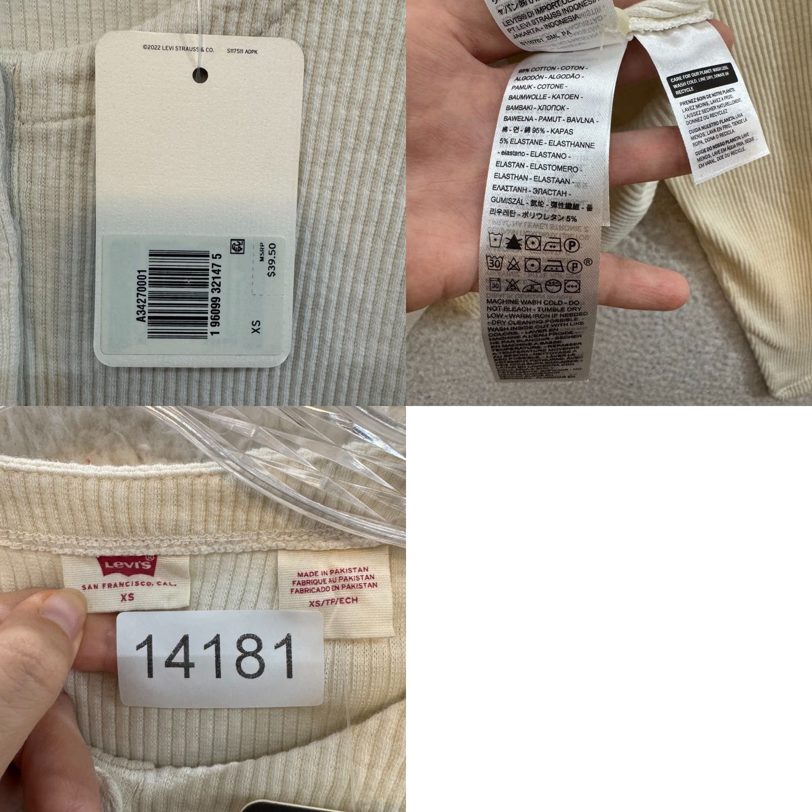 Levi's VINTAGE? Levi's Henley Long Sleeve Top Shirt M Ivory Rib Knit Women Size M / US 6-8 / IT 42-44 - 8 Thumbnail