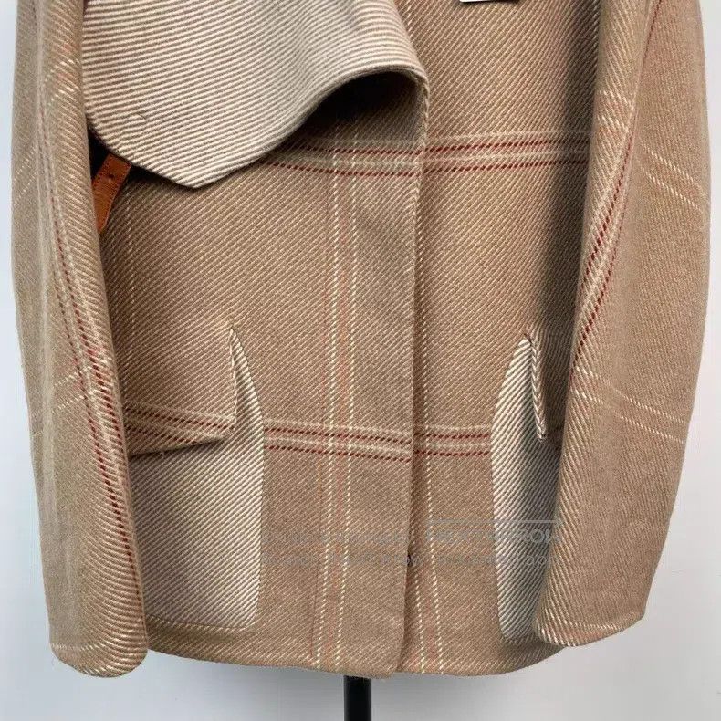 Hermes Hermes Khaki color patchwork tartan pure cashmere coat Size XS / US 0-2 / IT 36-38 - 9 Thumbnail