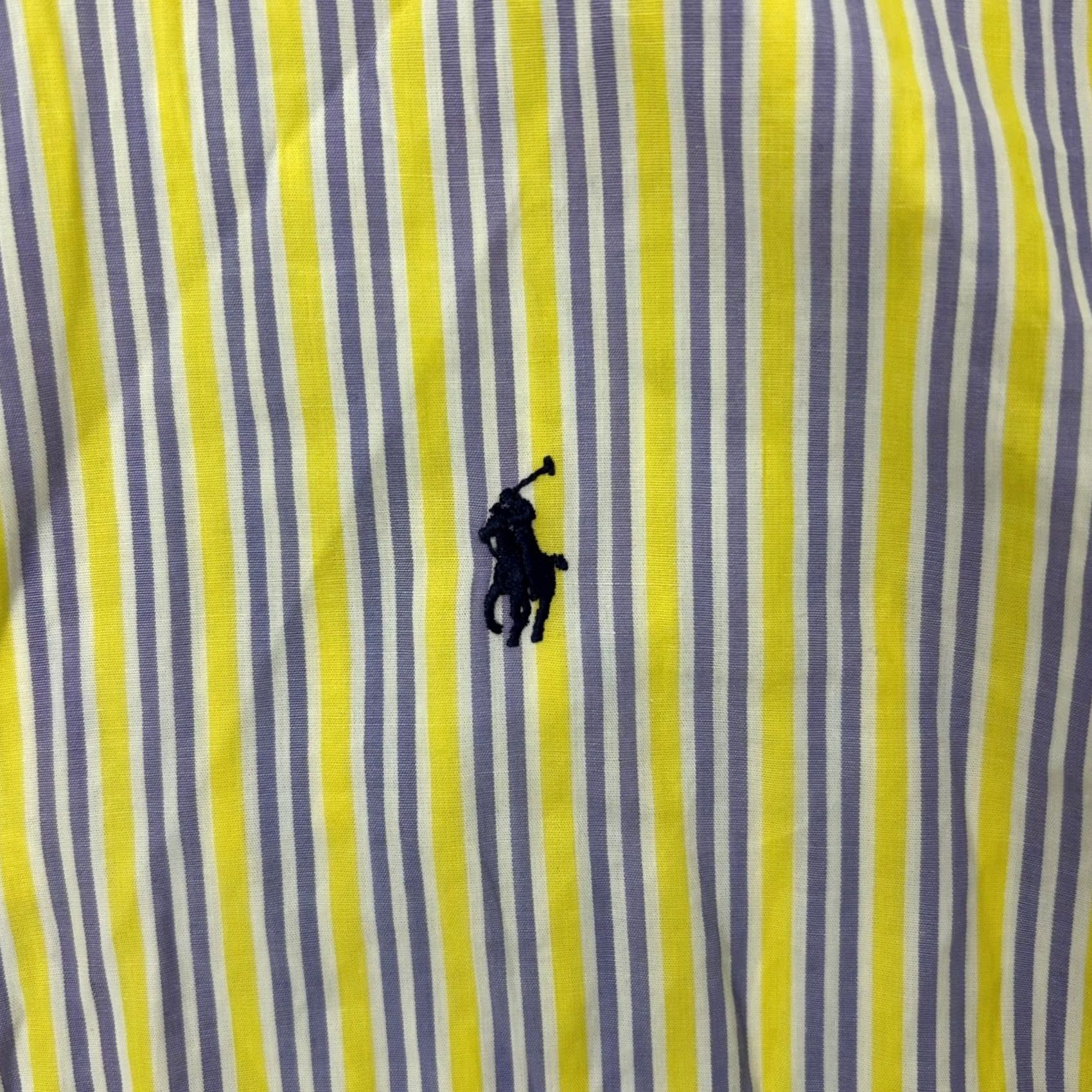 Ralph Lauren Ralph Lauren Blake Striped Shirt Mens Large Yellow Purple Short Sleeve Button-Down Button-Up Embroidered Pony Casual Summer Cotton Size US L / EU 52-54 / 3 - 5 Thumbnail
