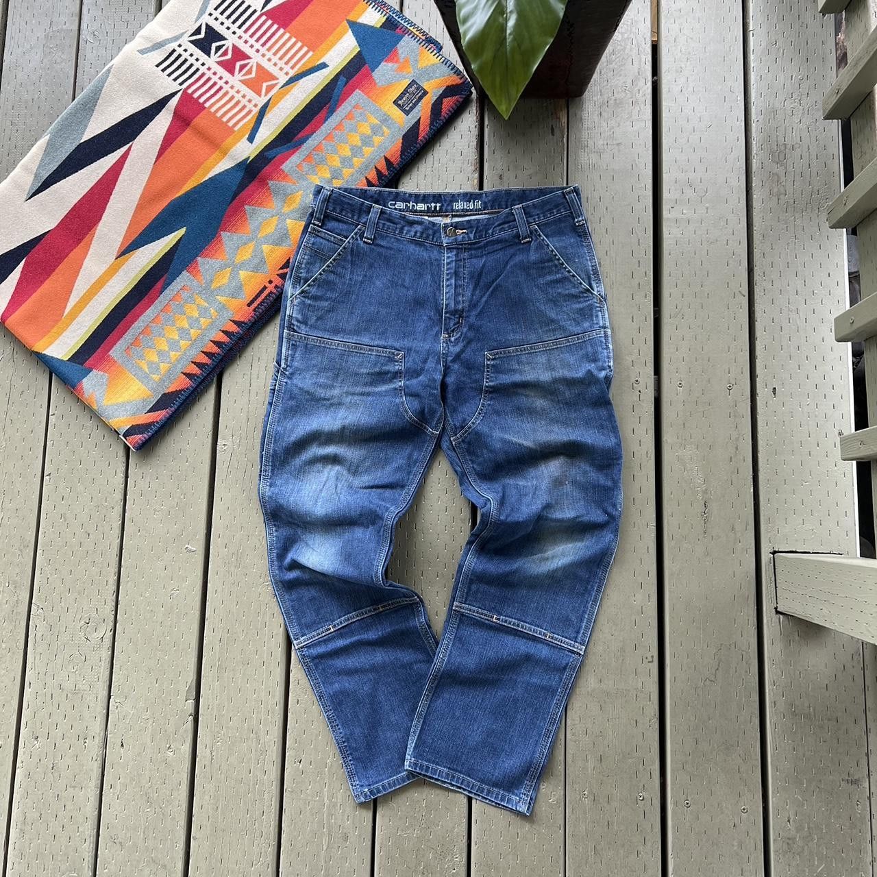 Carhartt Vintage Y2K Carhartt denim blue double knee work wear pants Size US 34 / EU 50 - 4 Thumbnail