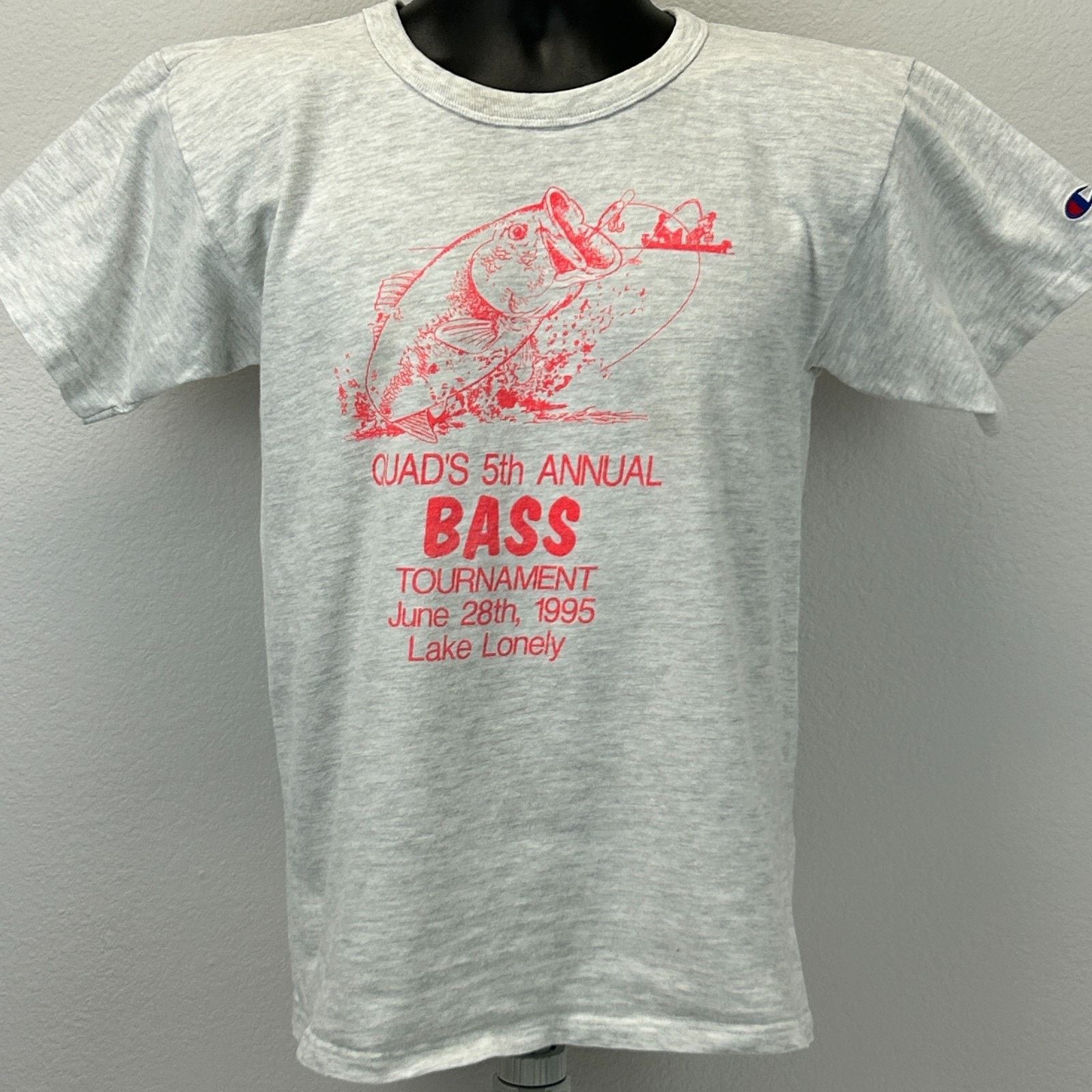 Champion Vintage 90s Quads Bass Fishing Tournament T Shirt S Small Size US S / EU 44-46 / 1 - 2 Thumbnail