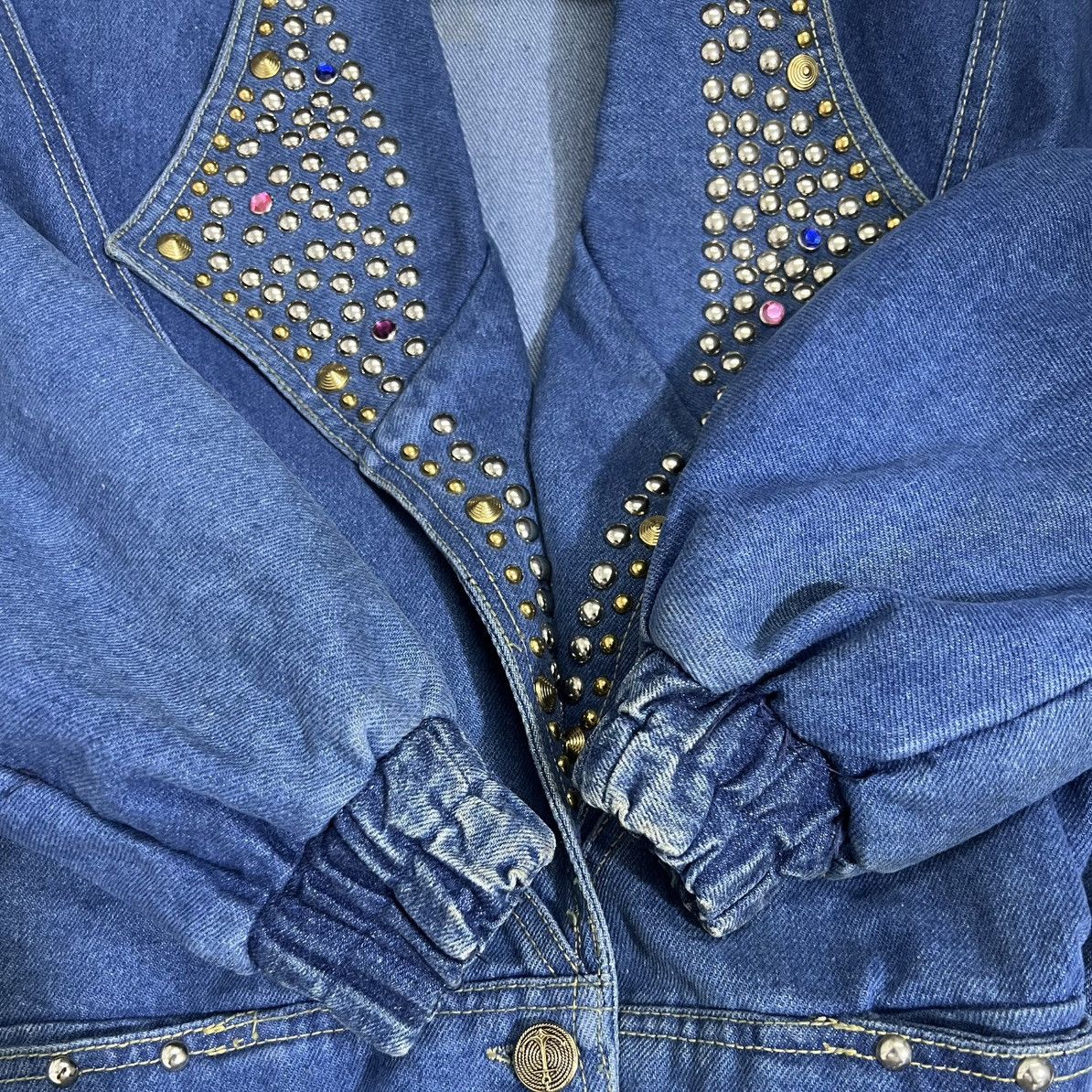 Custommade 80s Vintage Bedazzed Rhinestones Stranger Things Jacket Size S / US 4 / IT 40 - 10 Thumbnail