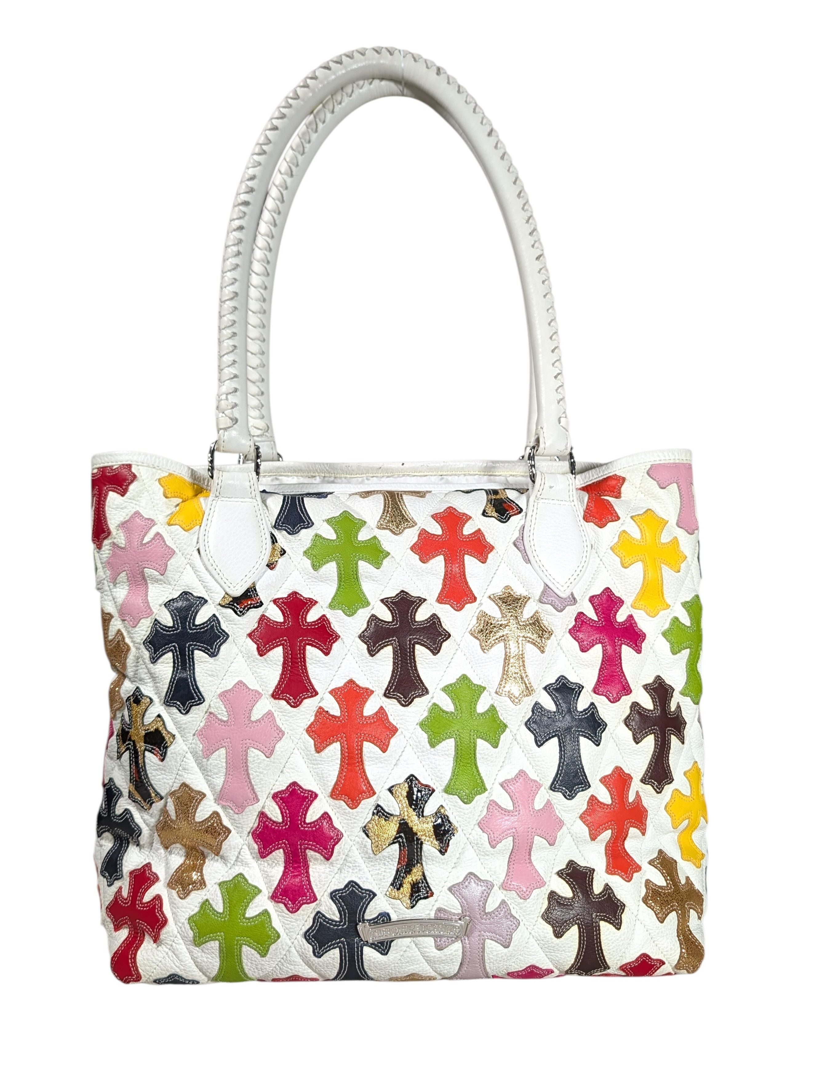 Chrome Hearts CH Multicolor Cross Patch Tote White Leather FS Tote Bag Size ONE SIZE - 1 Thumbnail