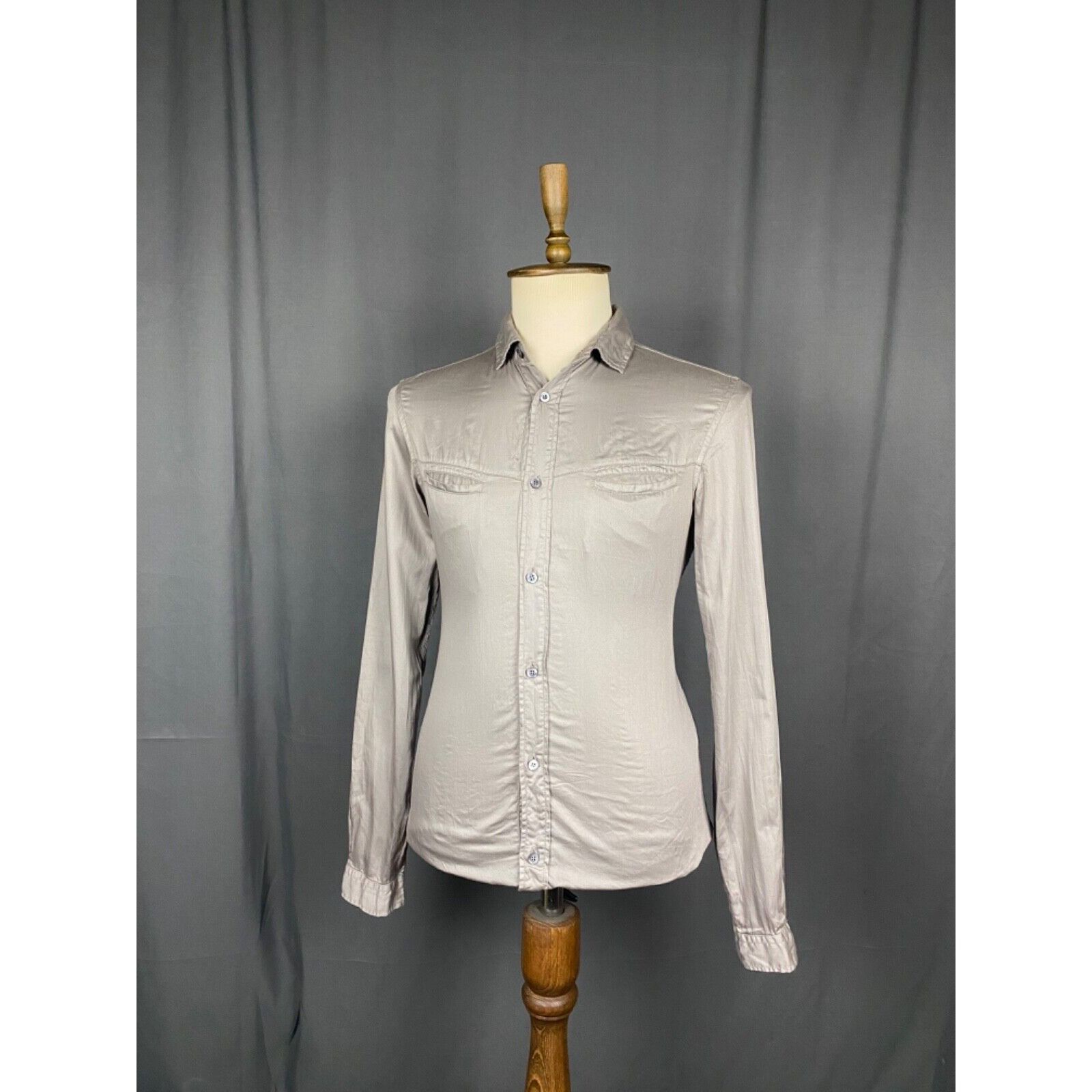 Prada Men's Khaki Gray Longsleeve Shirt Size 40
