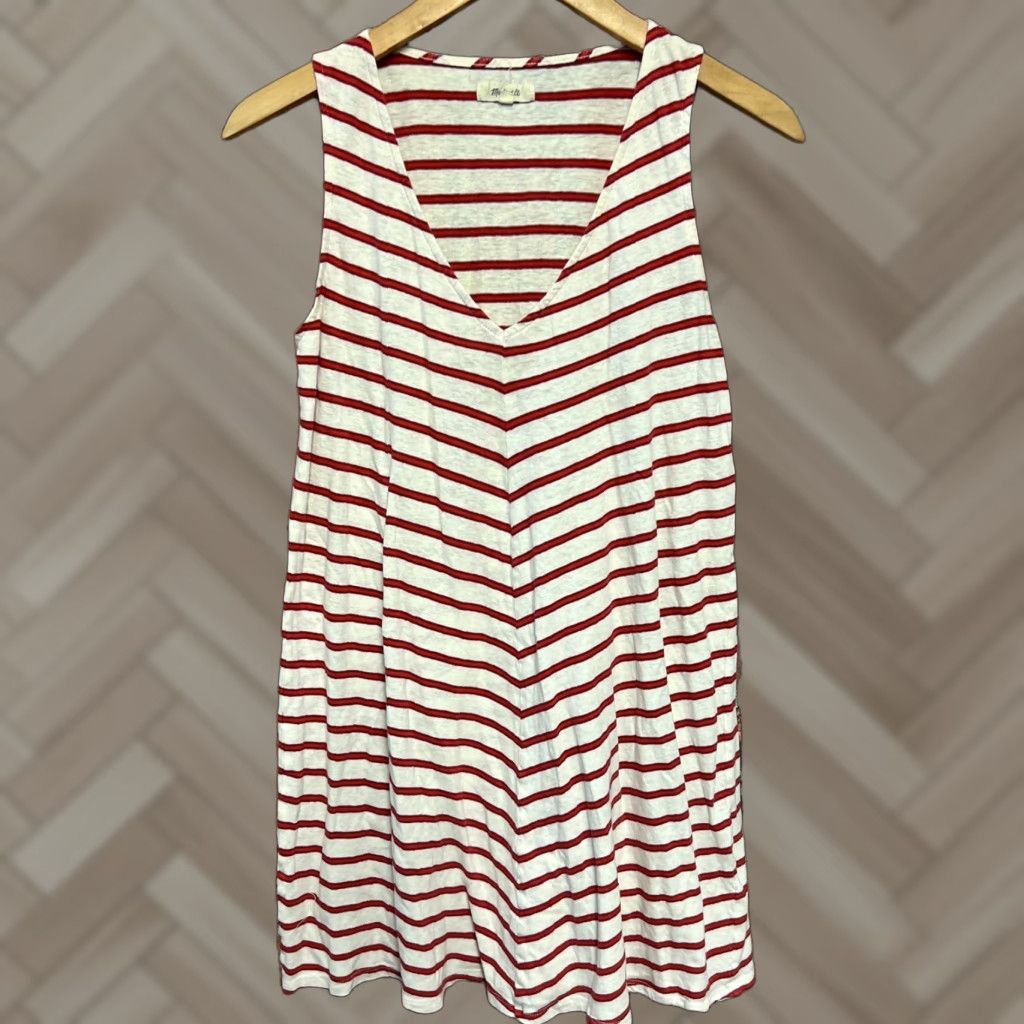Madewell Madewell Womens Tank Dress Sleeveless Striped Linen Cotton G6491 Size S Multicolor Knee Length T-Shirt Dress Size S / US 4 / IT 40 - 1 Thumbnail