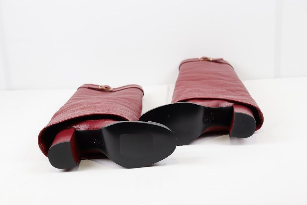 Chanel o1rshd High Top Quilted Leather Strap Boots in Burgundy Size US 7 / IT 37 - 13 Thumbnail