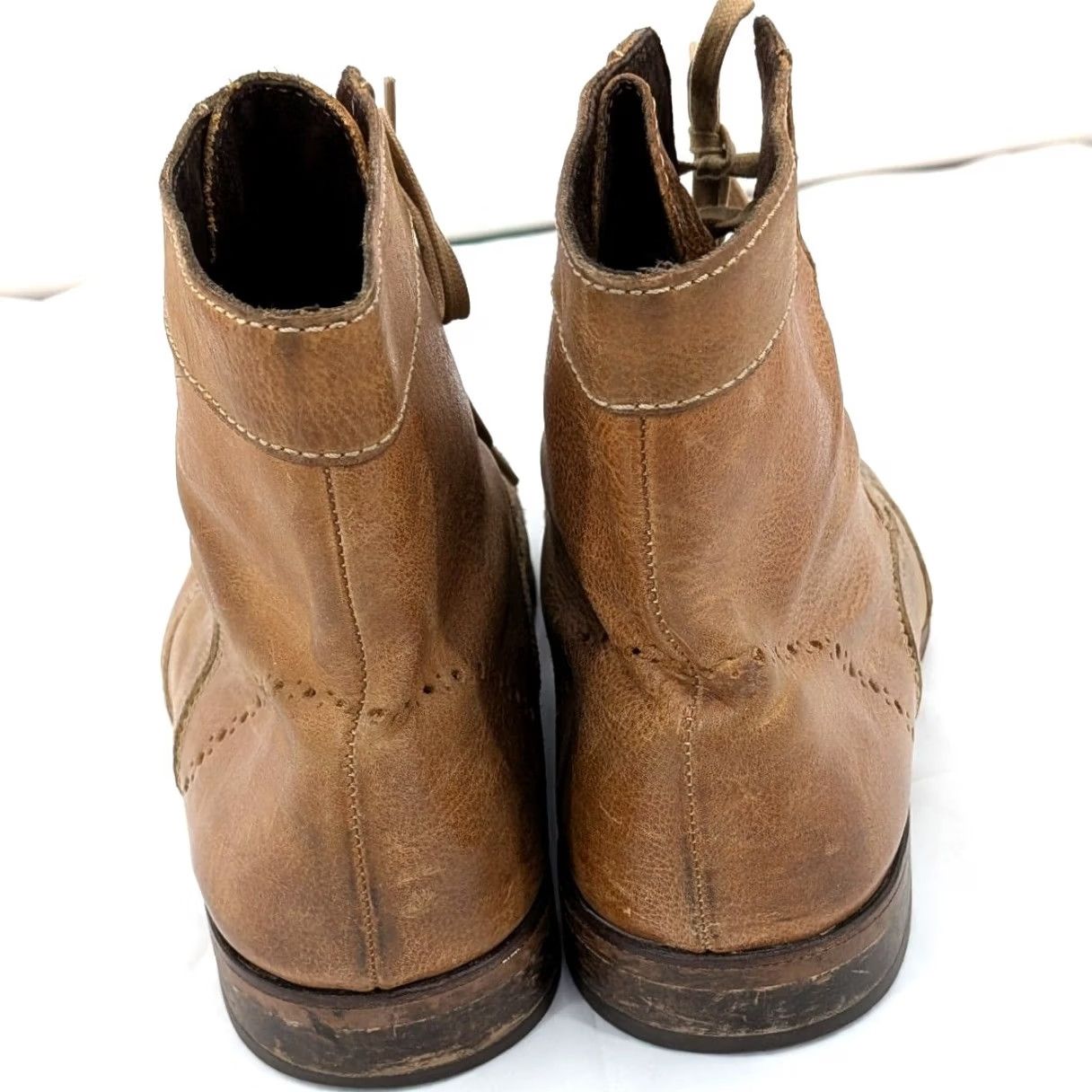 Aldo Leather Wingtip Boots Brown Lace Up Distressed Size 43 Mens display picture 1