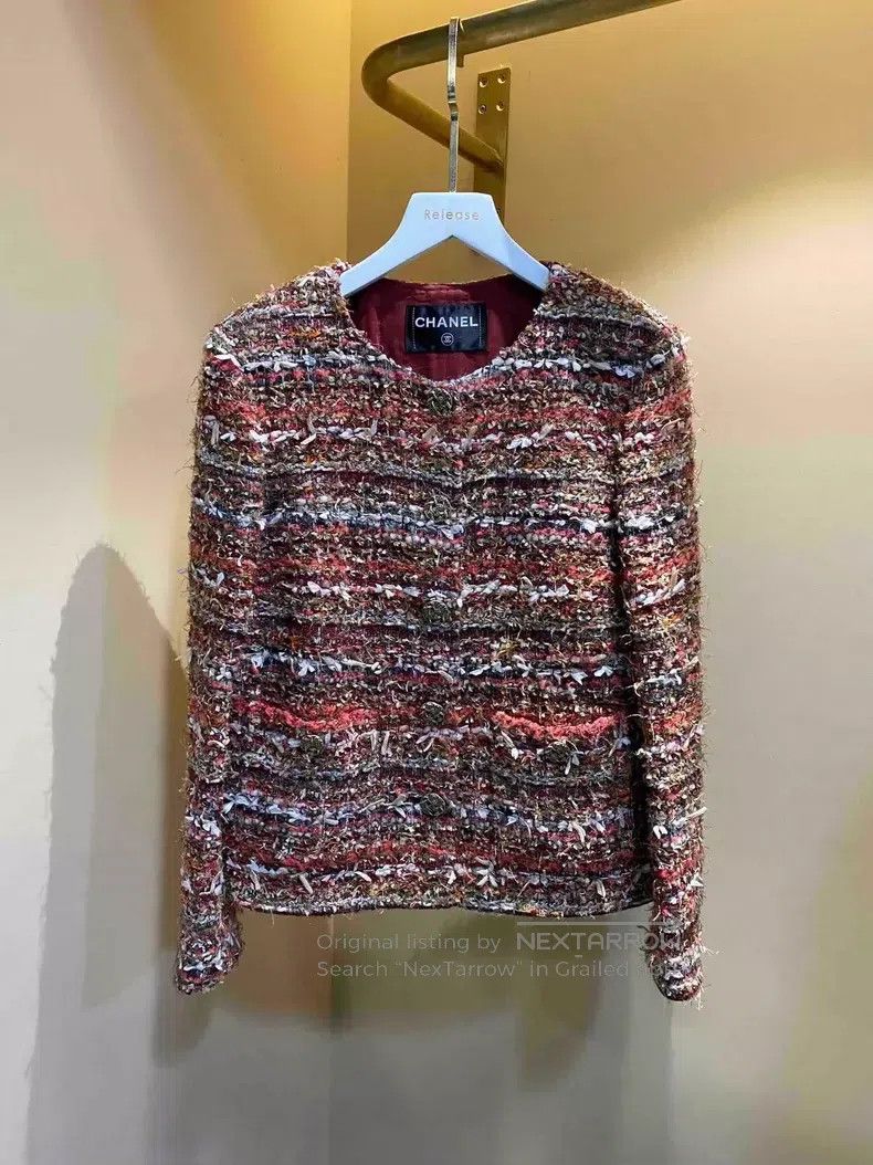 Chanel Chanel 18K Forest Maple Red Tassel Tweed Coat Size XXS / US 00 / IT 34 - 1 Thumbnail