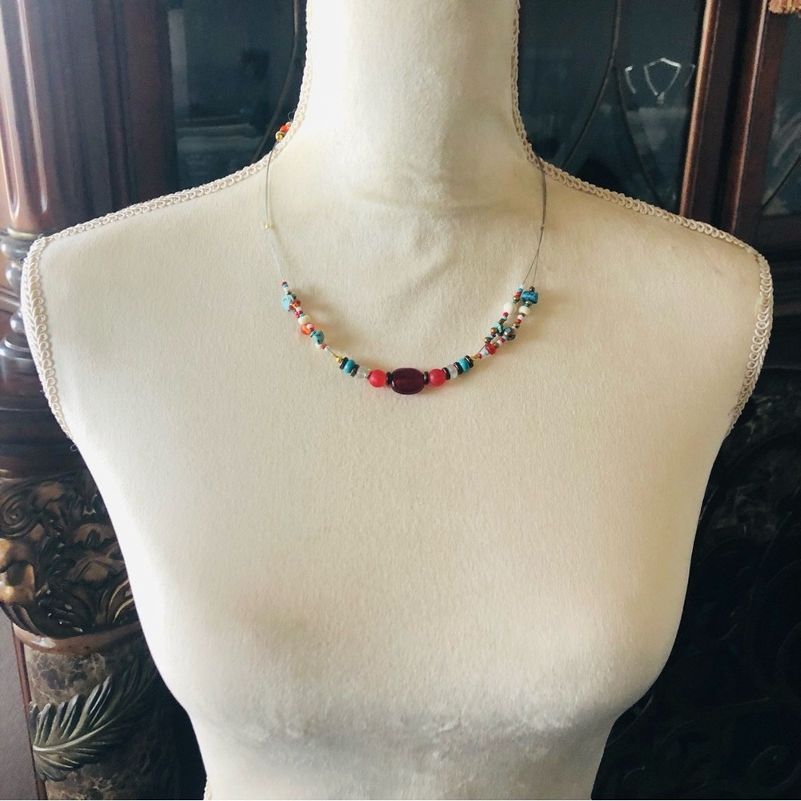 Handmade Handcrafted stainless steel wire natural stone necklace Size ONE SIZE - 4 Thumbnail