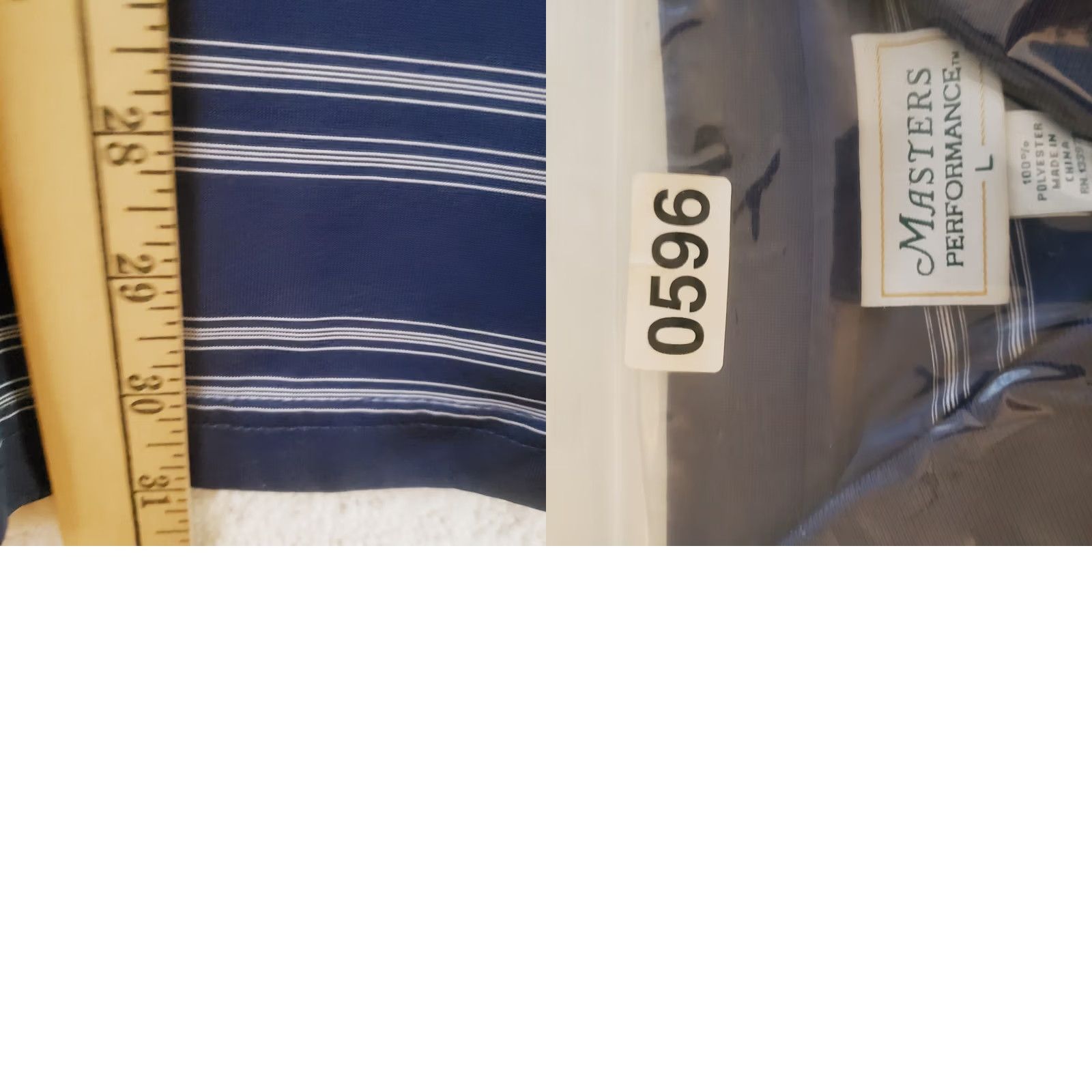Vintage Masters Performance Golf Polo Shirt Mens L Blue Striped Short Sleeve Embroidery Size US L / EU 52-54 / 3 - 9 Thumbnail