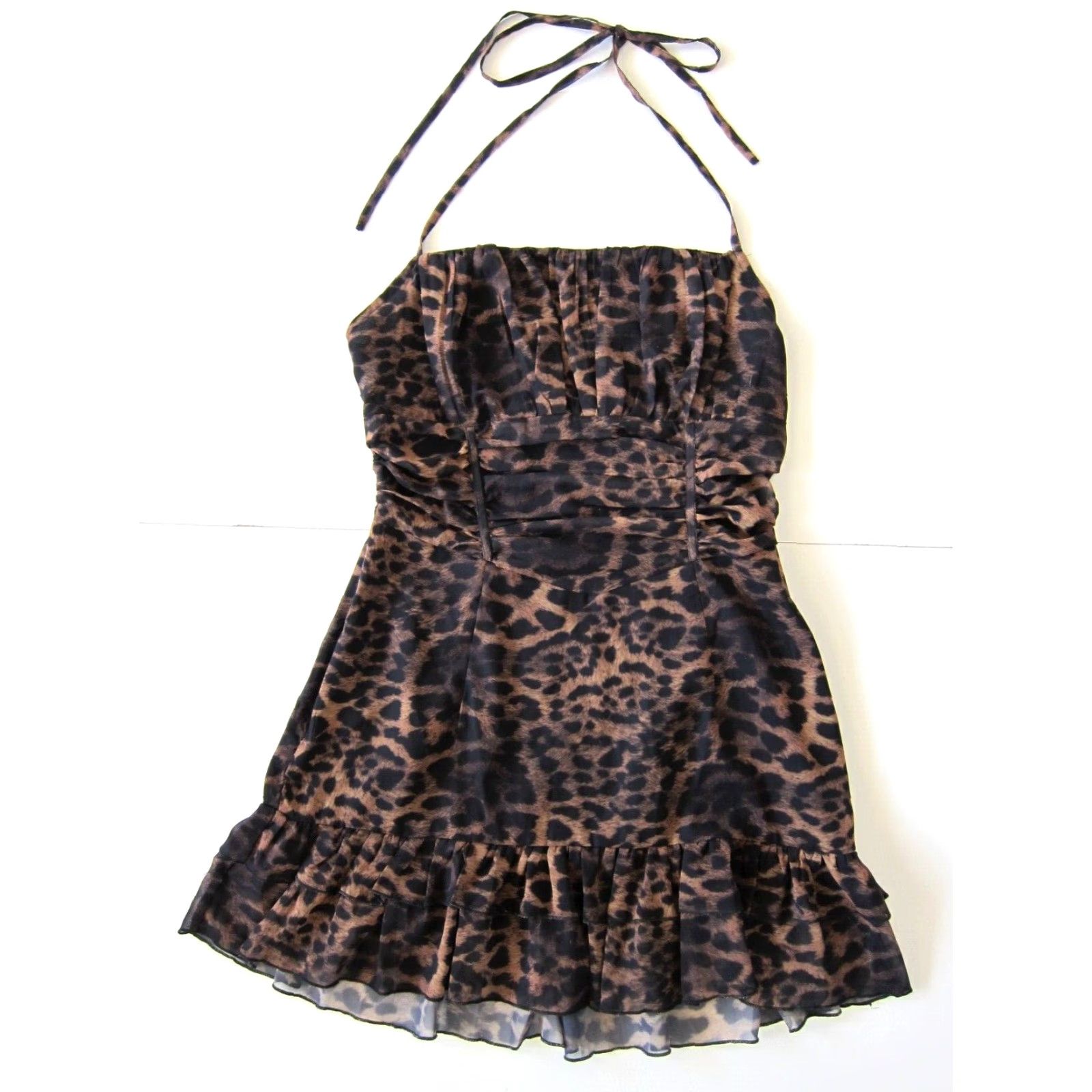 PrettyLittleThing PRETTYLITTLETHING Brown Leopard Woven Halter Neck Bodycon Dress 10 NWT Women 10 Brown Leopard Animal Print Halter Dress Size L / US 10 / IT 46 - 2 Thumbnail