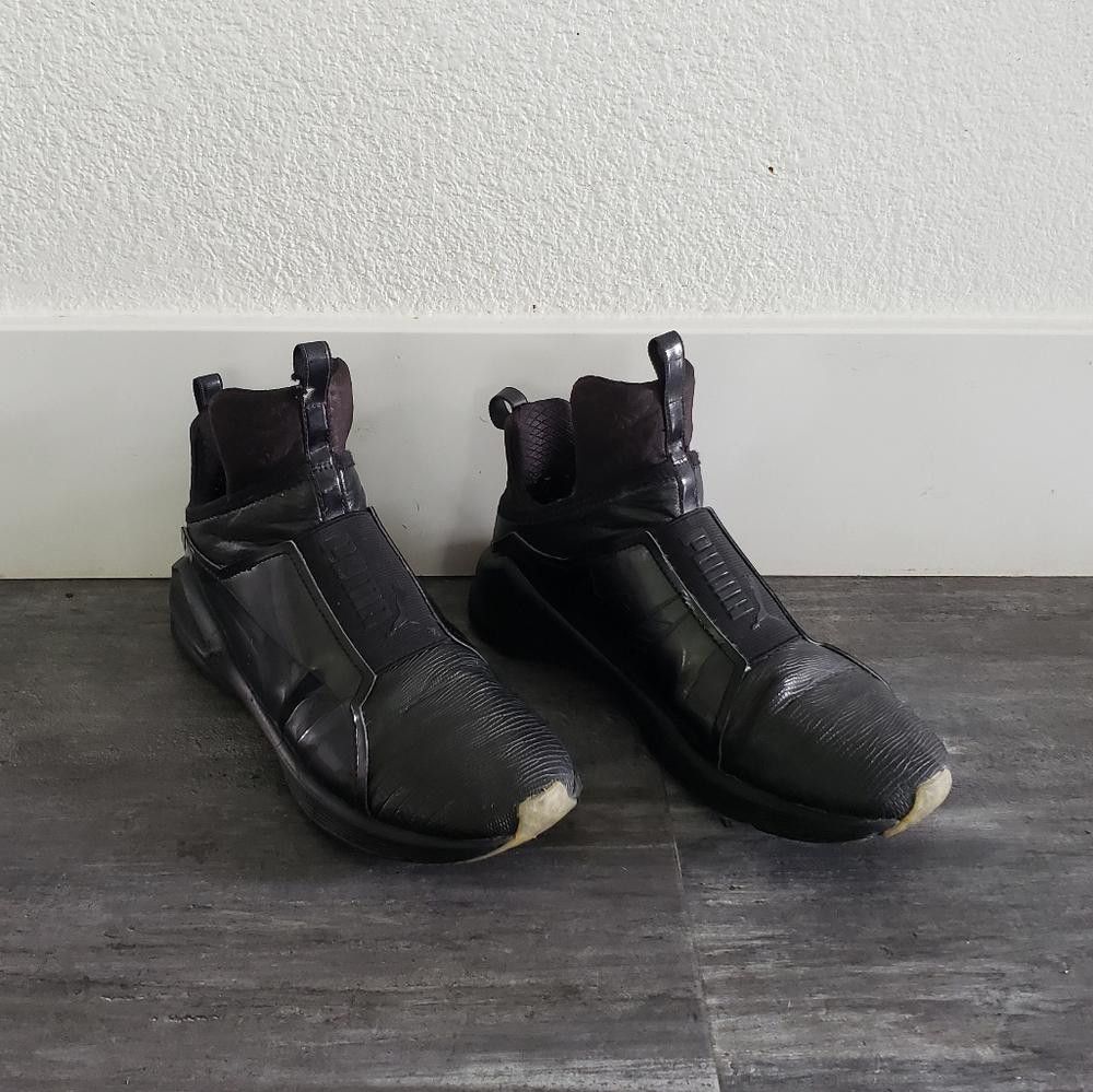 Puma Black Rihanna Puma Fenty Leather Sneaks Size US 7 / IT 37 - 2 Thumbnail