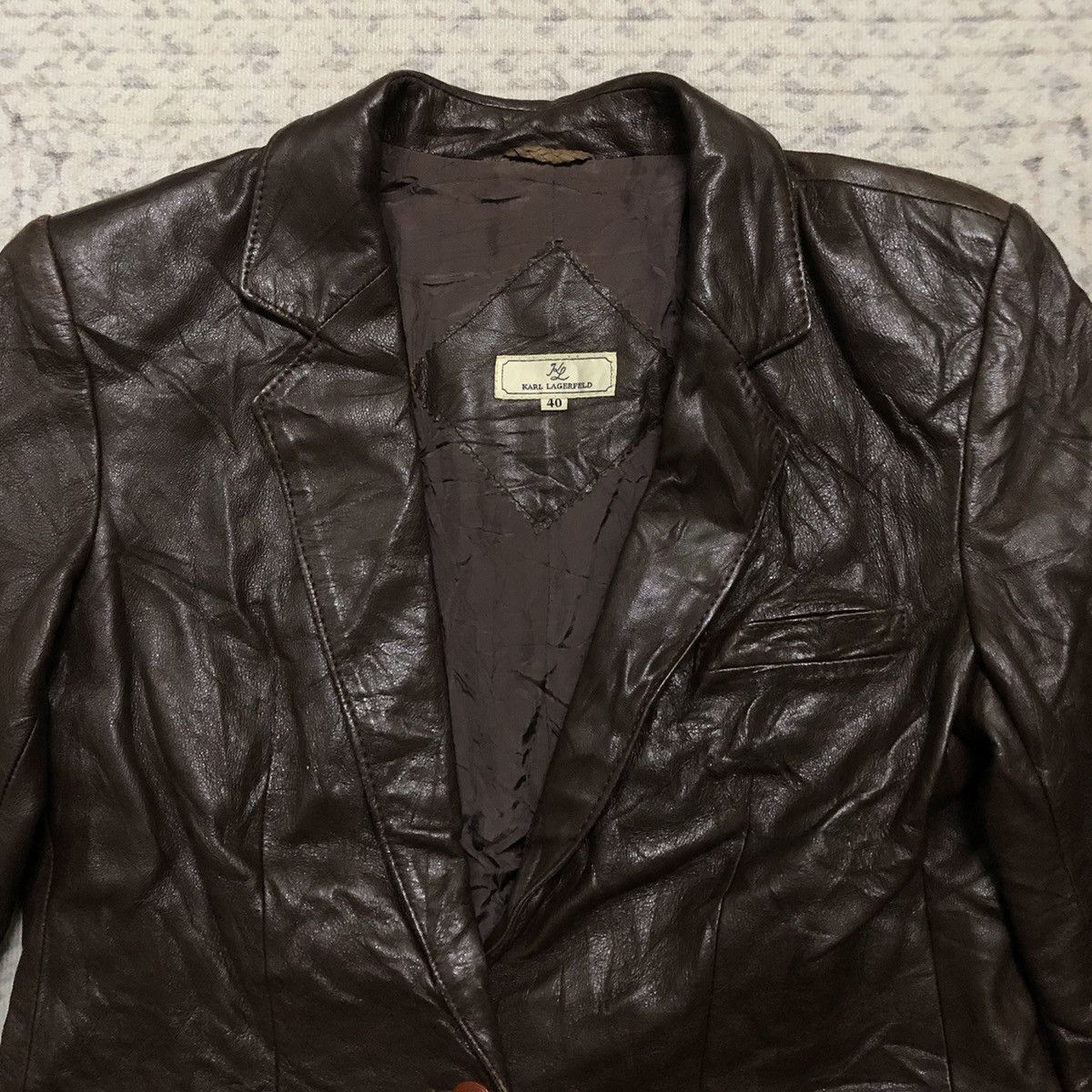 Designer × Karl Lagerfeld × Vintage Rare Distressed Vintage Karl Lagerfeld Leather Jacket Size US XXS / EU 40 - 2 Thumbnail