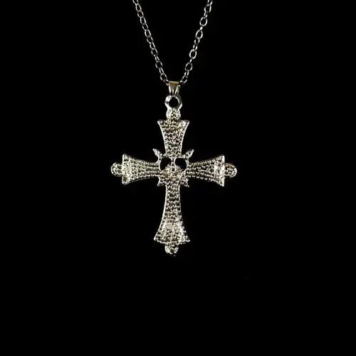 Jewelry Y2K Cross Necklace Punk Gothic Crystal Chain Size ONE SIZE - 3 Thumbnail