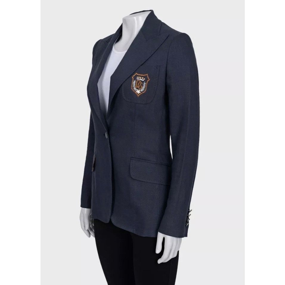 Dolce & Gabbana Dolce & Gabbana Blue Linen Embroidered Jacket - IT38/XS Size XS / US 0-2 / IT 36-38 - 2 Thumbnail