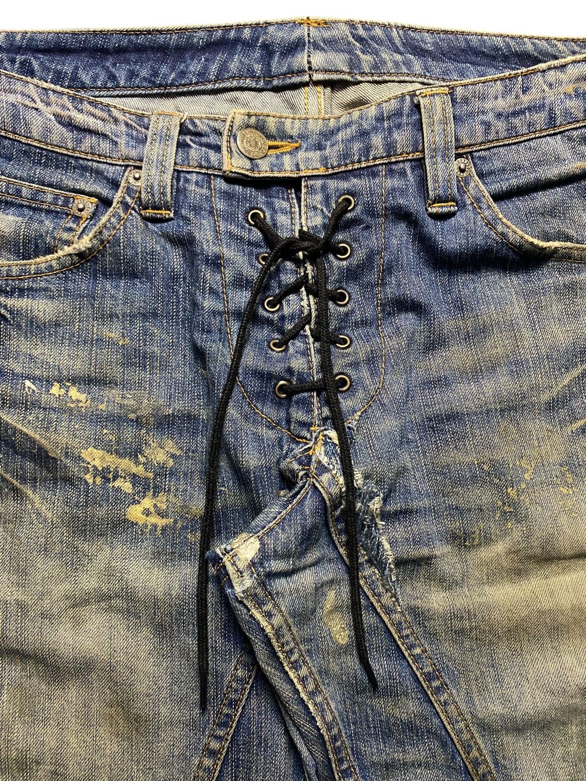 Tornado Mart Tornado Mart Gold Splatter Flare Lace Up Jeans Size US 32 / EU 48 - 17 Thumbnail