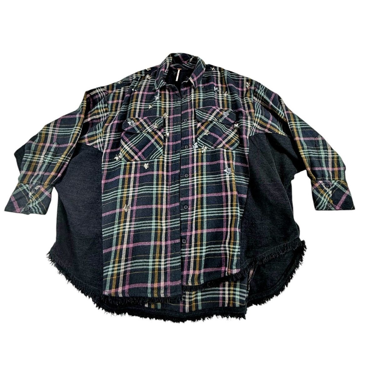 Free People Free People Gray Plaid Embellished wSequin Stars Shirts Sz S Size S / US 4 / IT 40 - 2 Thumbnail