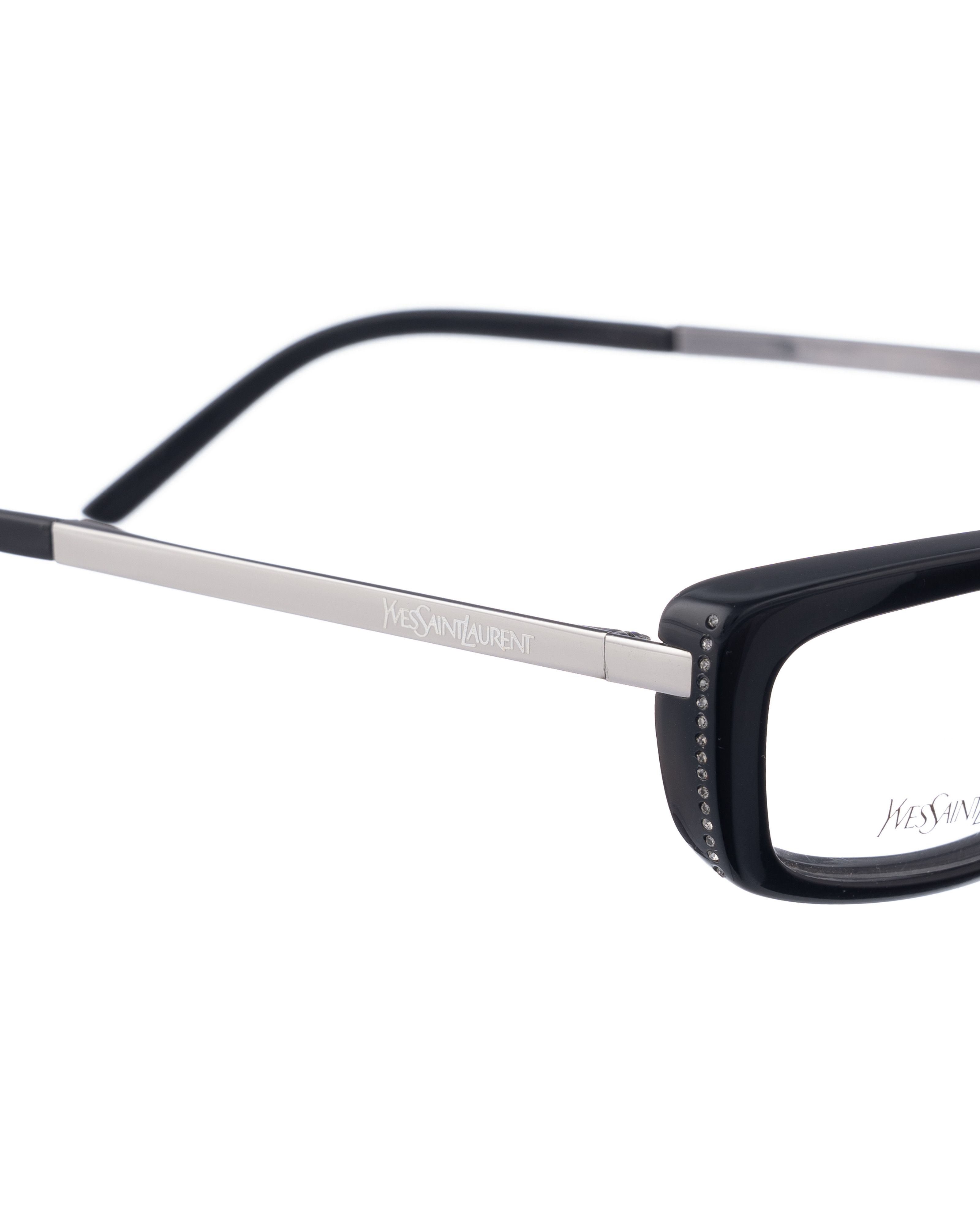 Saint Laurent Paris Yves Saint Laurent 00s Black Cat Eye Glasses & Metal Temples Size ONE SIZE - 3 Thumbnail