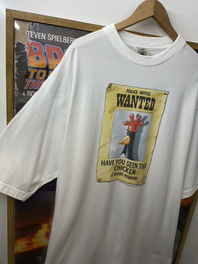 Vintage 90s Wallace & Gromit Feathers McGraw Wanted Poster Tee Size US XXL / EU 58 / 5 - 5 Thumbnail