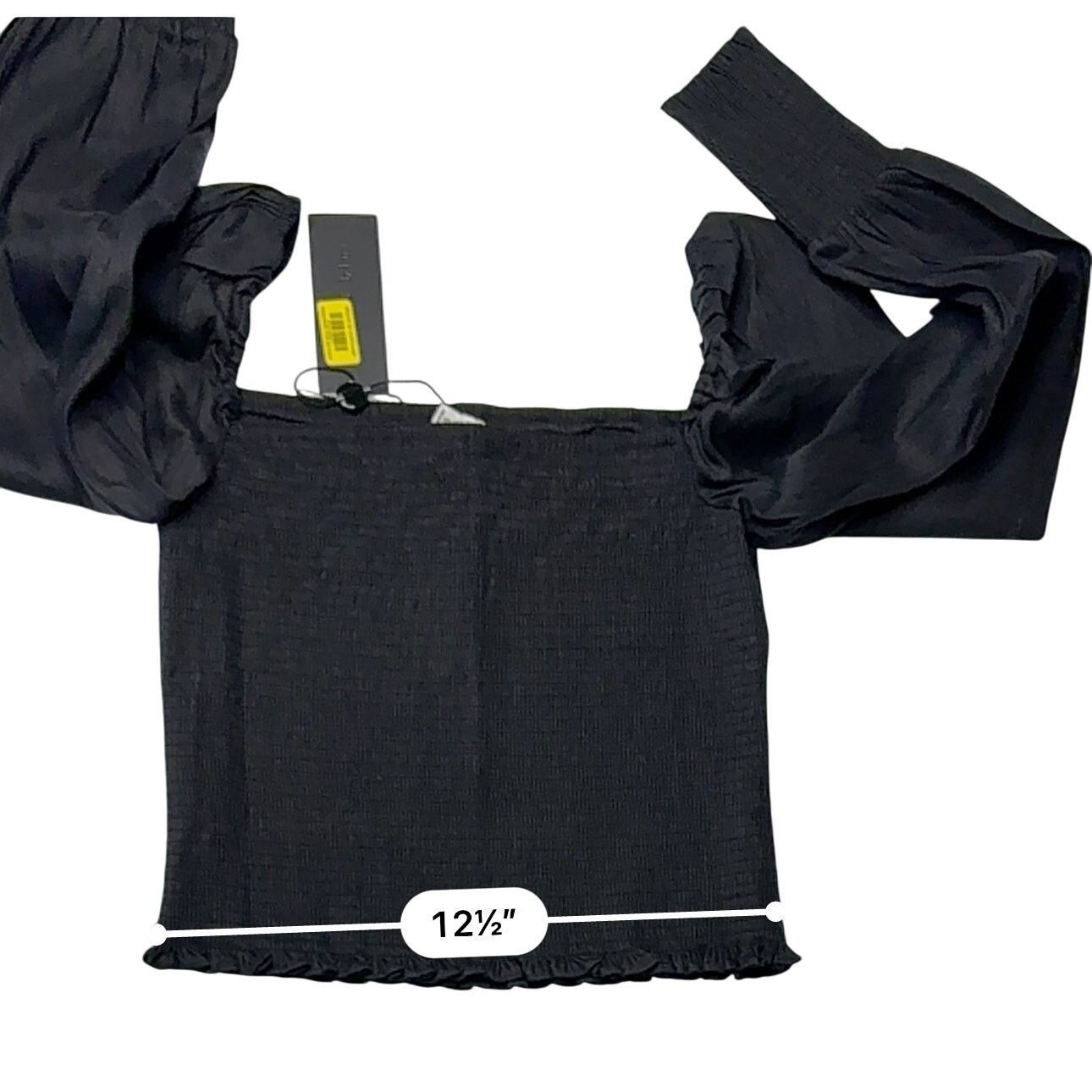 Other Gianni Bini $79 Angel Blouse Smocked Black Linen Blend SMALL Size S / US 4 / IT 40 - 7 Thumbnail