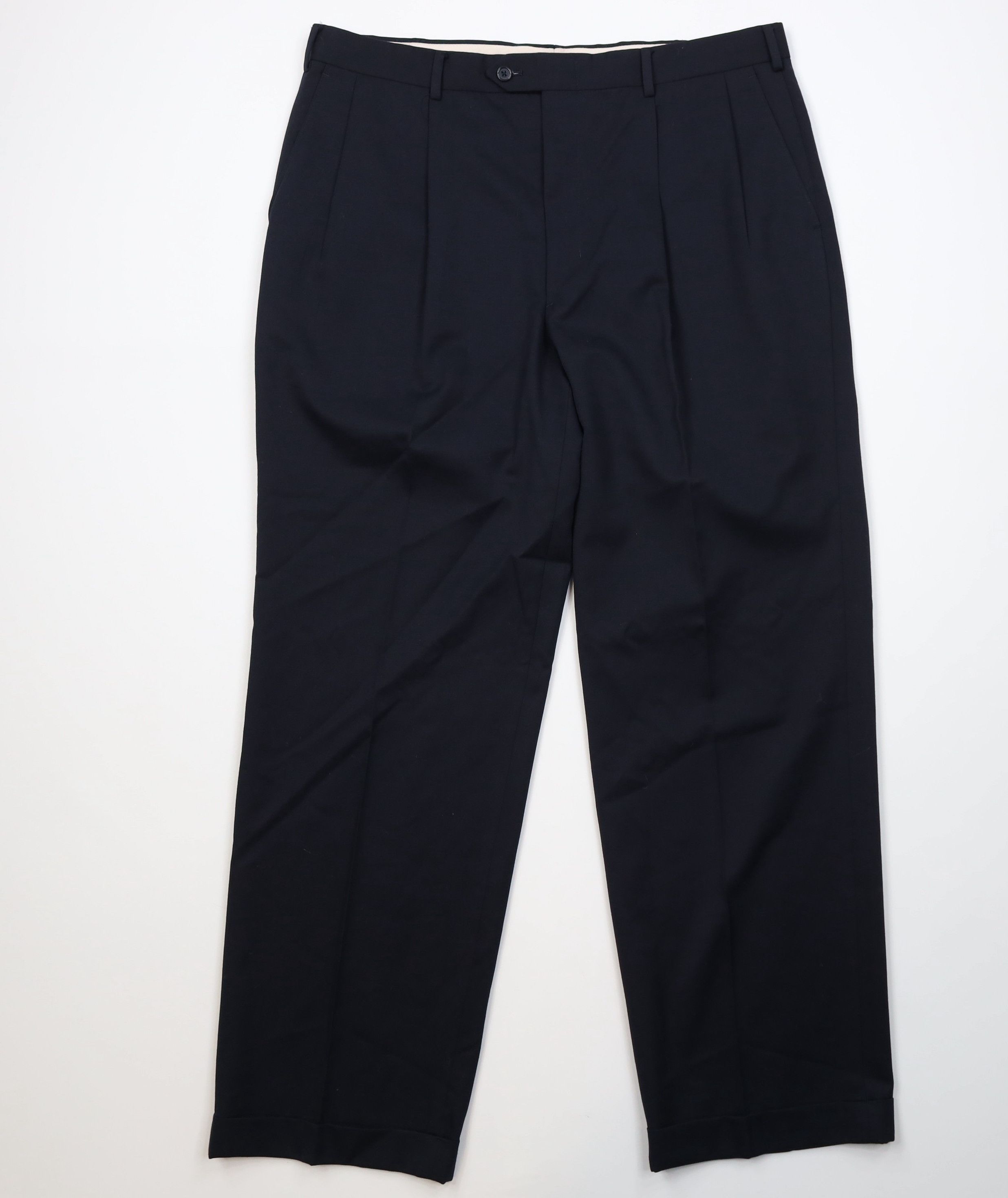 Vintage Vintage 90s Streetwear Wool Wide Leg Chino Pants Navy Blue Size US 38 / EU 54 - 1 Thumbnail