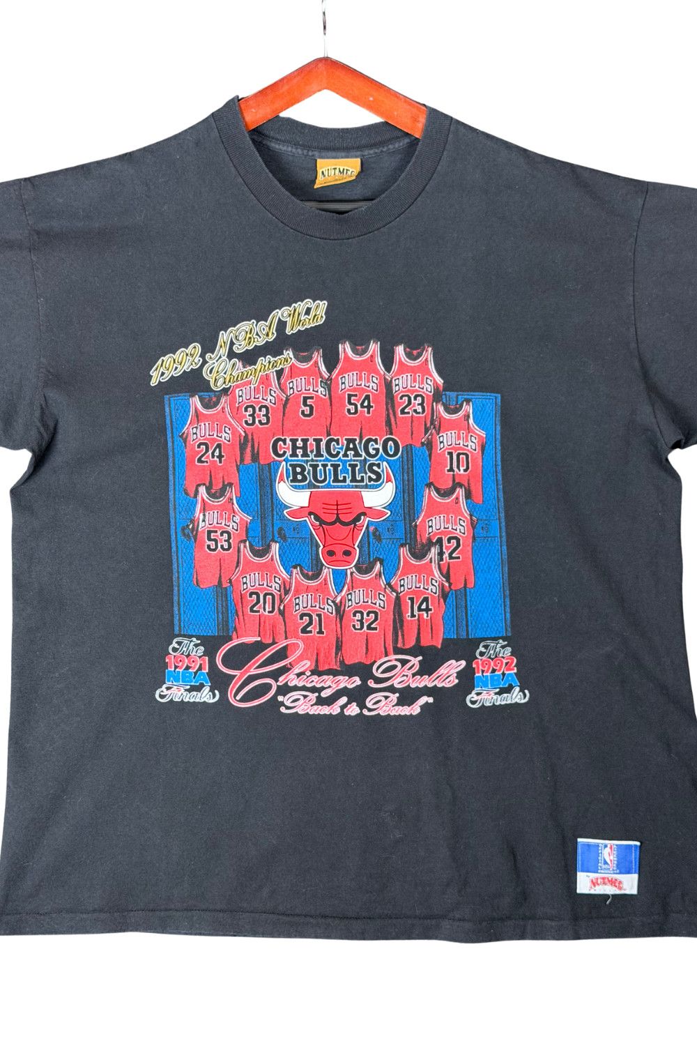 1992 Chicago Bulls NBA World Champions Nutmeg Mills Tee image 5