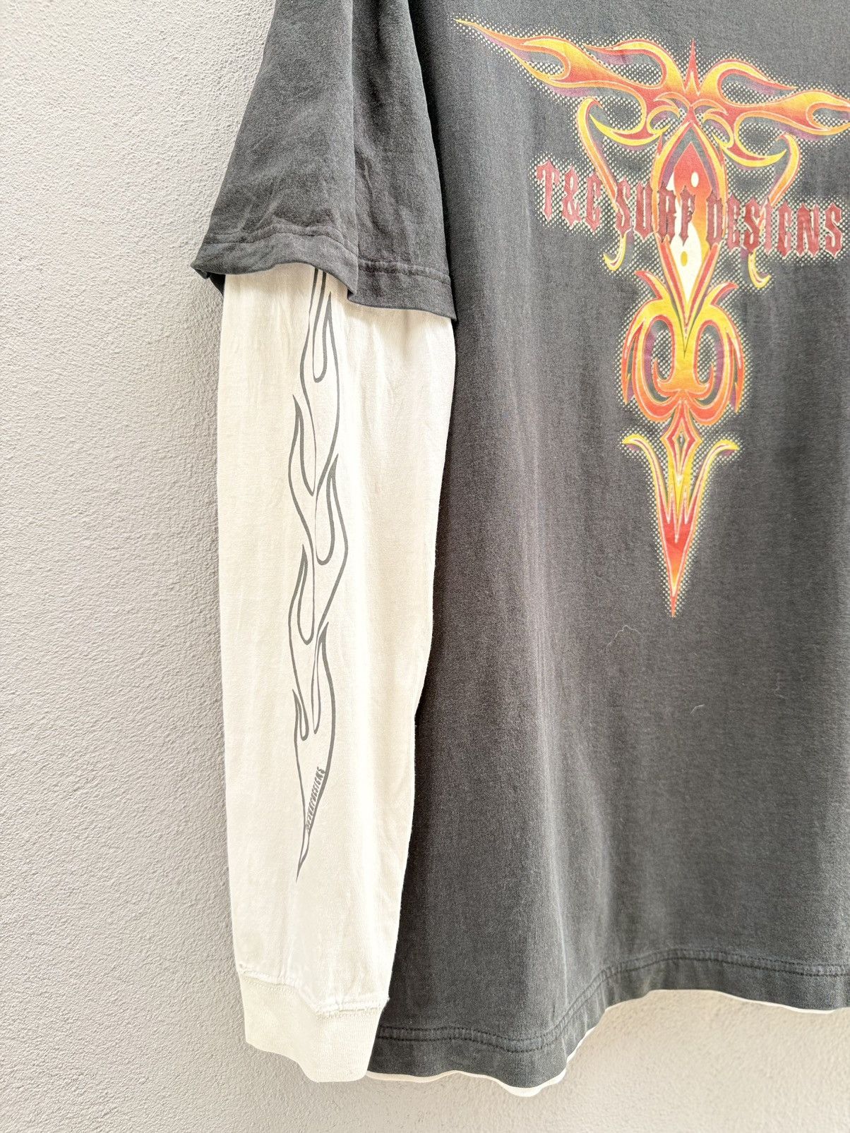 West Coast Choppers Thrashed Y2K T&C Surf Designs Flame Double Layer Grunge Tee Size US L / EU 52-54 / 3 - 3 Thumbnail