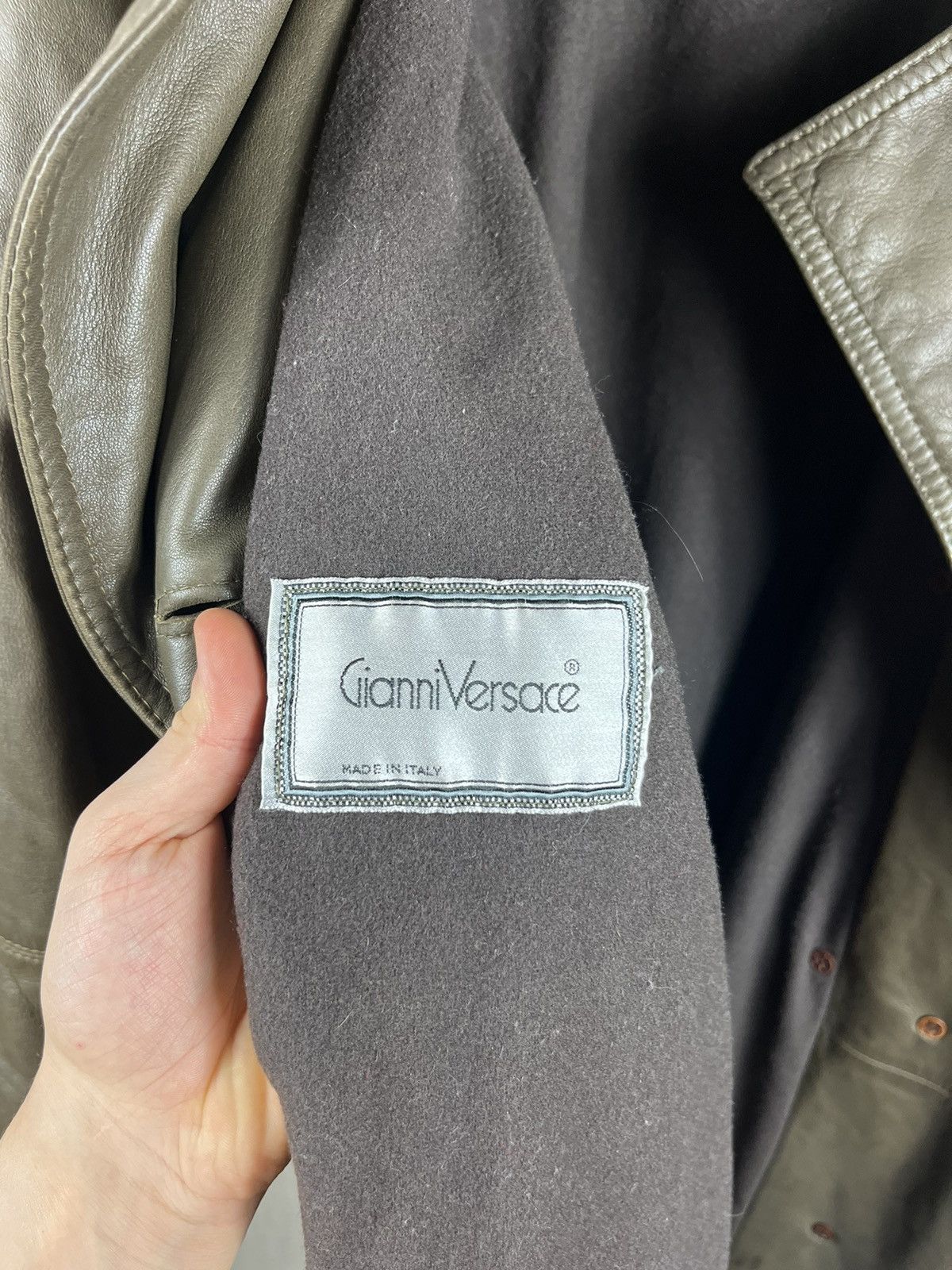 Versace × Vintage Vintage Gianni Versace leather double-breasted coat jacket Size US XL / EU 56 / 4 - 24 Thumbnail