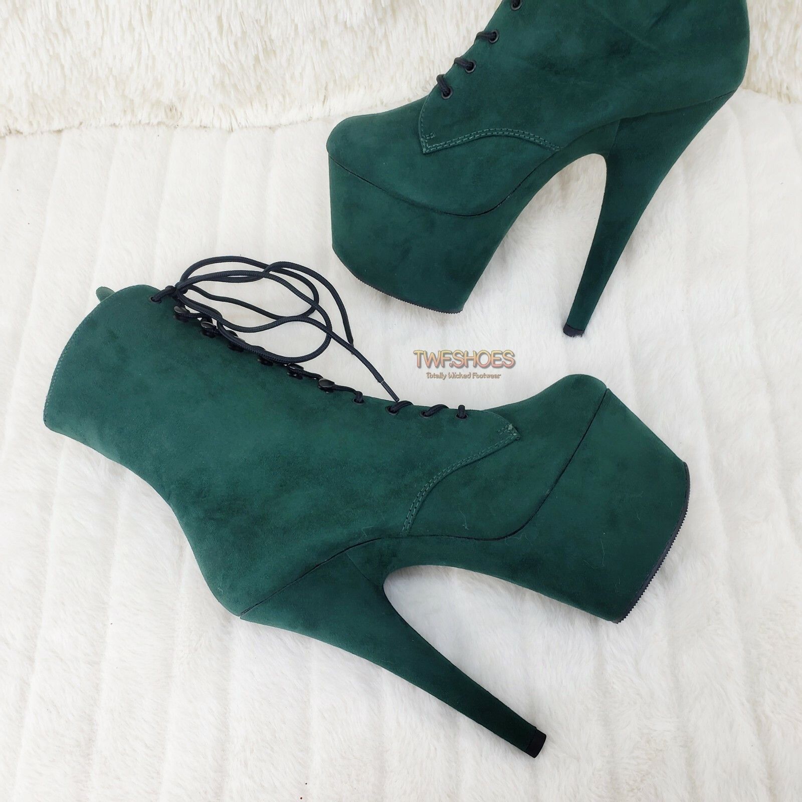 Other Adore 1020FS Emerald Green V-Suede Platform 7" Heel Ankle Bo Size US 12 / IT 42 - 2 Thumbnail