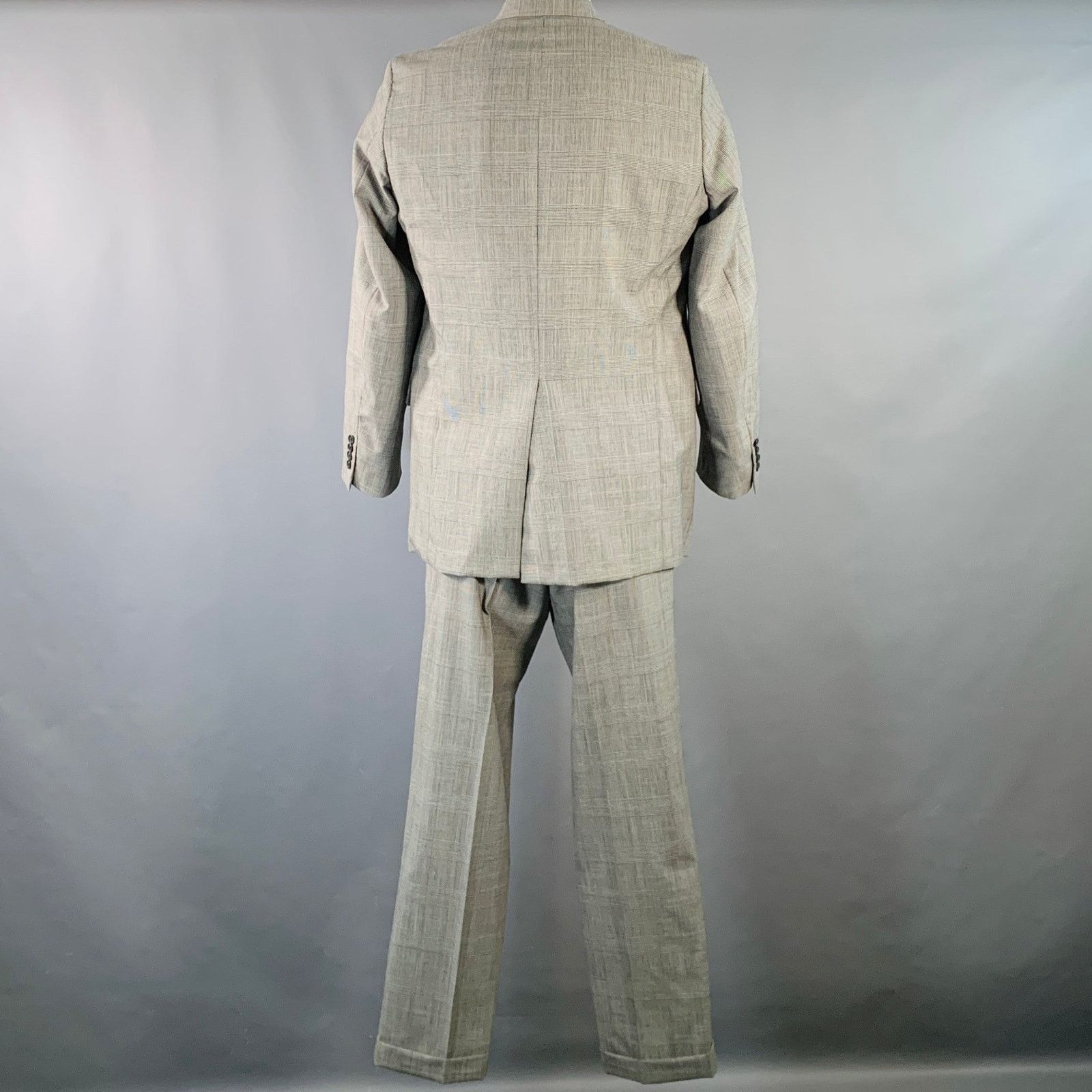 Other O'CONNELL'S Long Black White Plaid Wool Notch Lapel Suit Size 42L - 4 Thumbnail