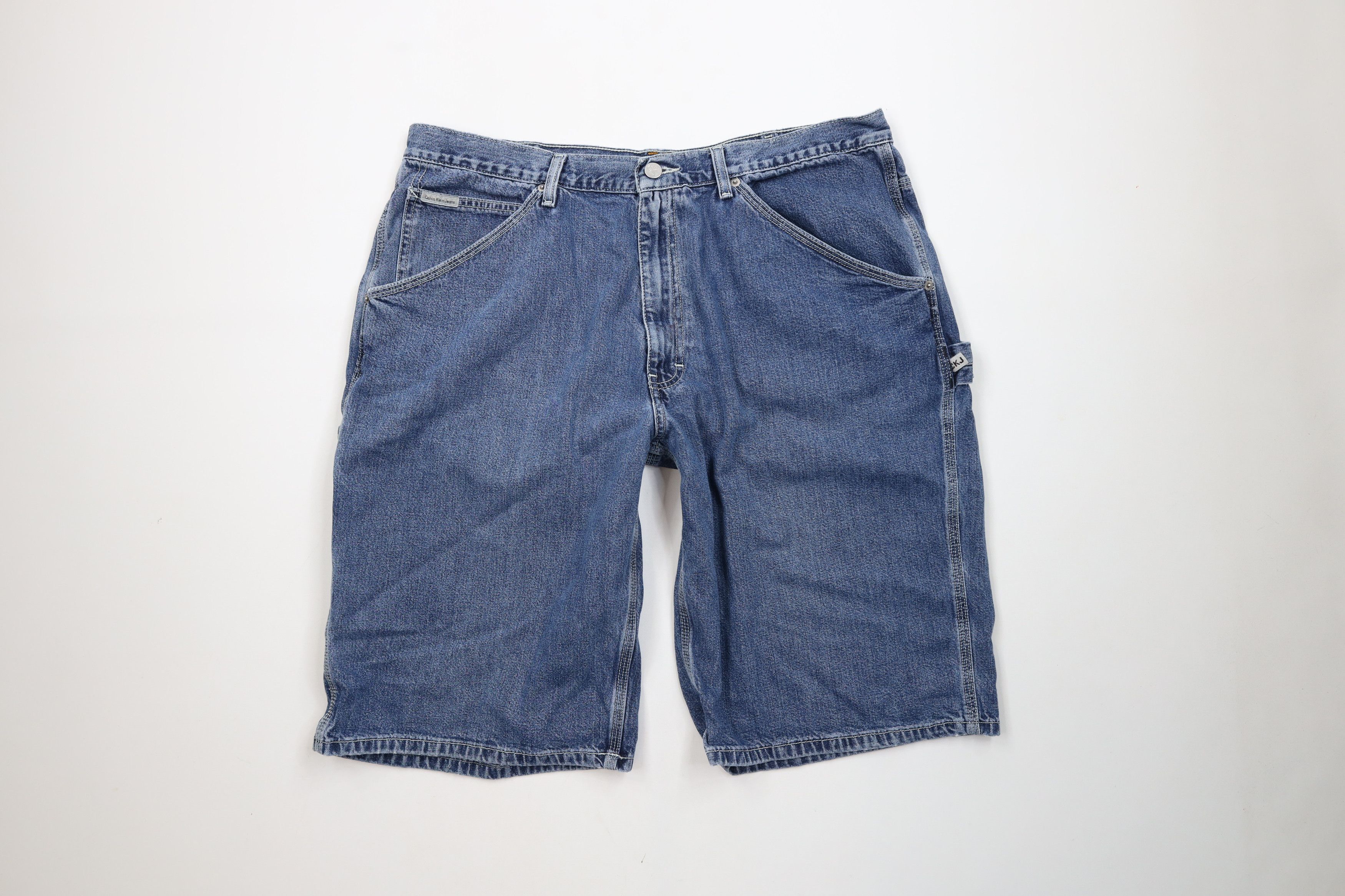 Vintage 90s Calvin Klein Baggy Dungaree Denim Jean Shorts