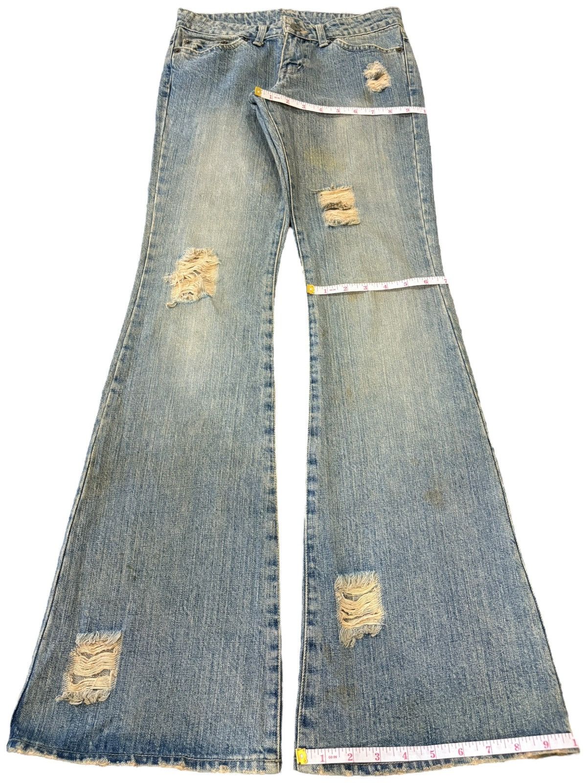 Yasuyuki Ishii Vintage Japanese Brand Mud Wash Distressed Flare Jeans Size 28" / US 6 / IT 42 - 12 Thumbnail