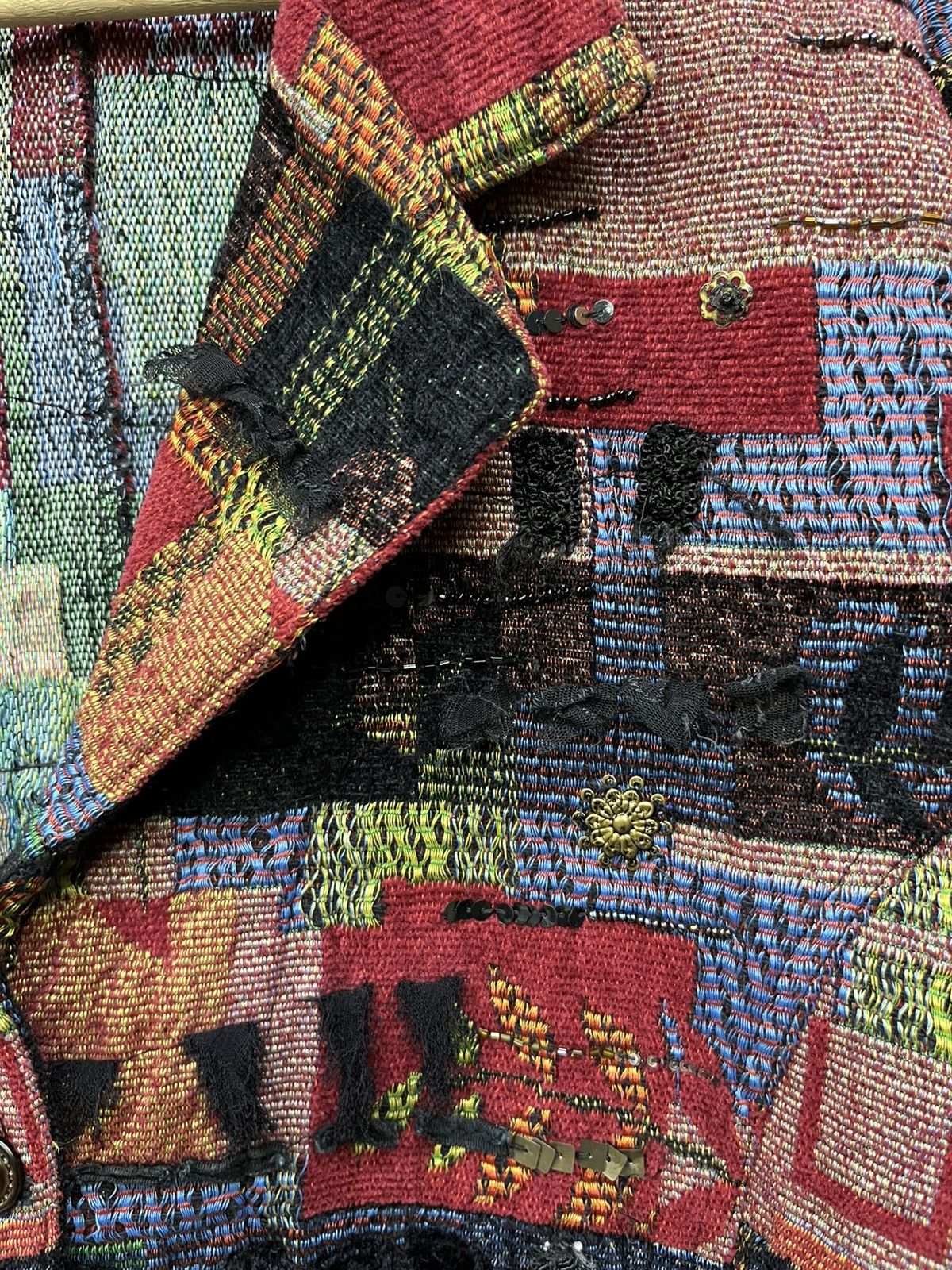 Chicos Vtg Tapestry Patchwork Art Blazer Grunge Avant Garde Jacket Size M / US 6-8 / IT 42-44 - 16 Thumbnail