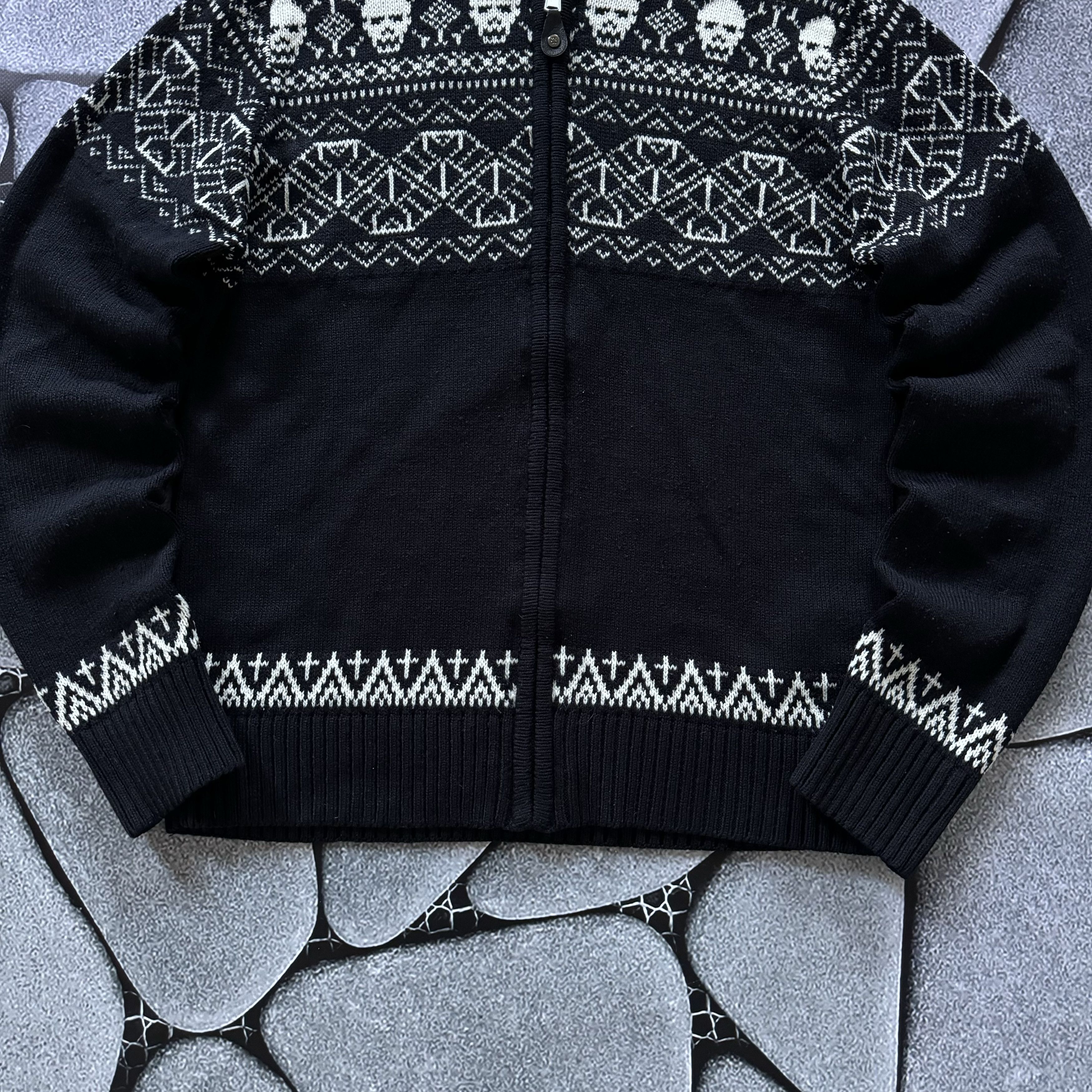 Japanese Brand × Vintage BUDDHA KNITTED ZIP HOODIE SKULLS GHOTIC OPIUM STYLE Y2K Size US XS / EU 42 / 0 - 8 Thumbnail
